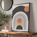 Boho Abstract Arch Print, Retro Geometric Wall Art, Mid Century Sun Poster wall art print