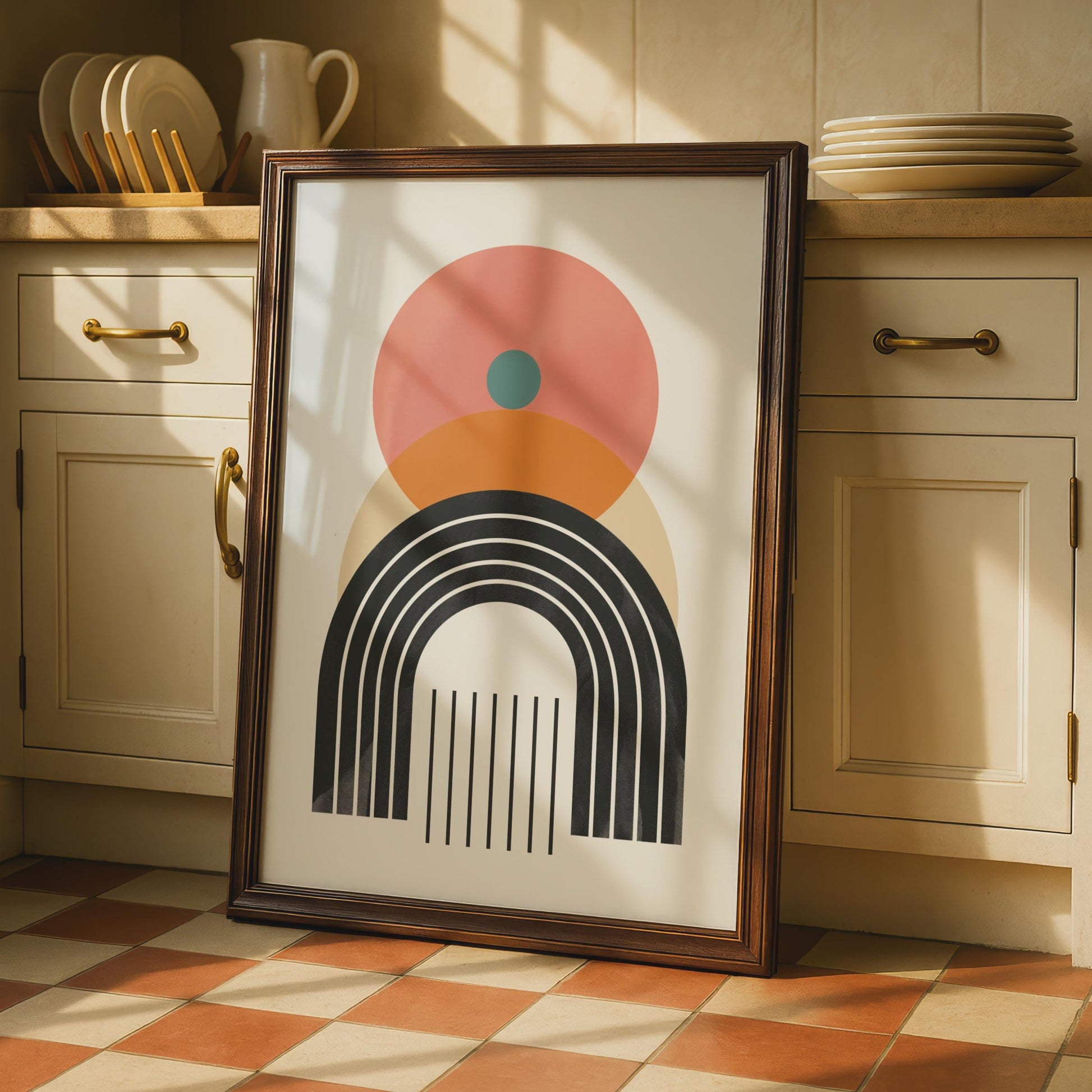 Boho Abstract Print, Geometric Rainbow Poster, Mid Century Modern Wall Art wall art print