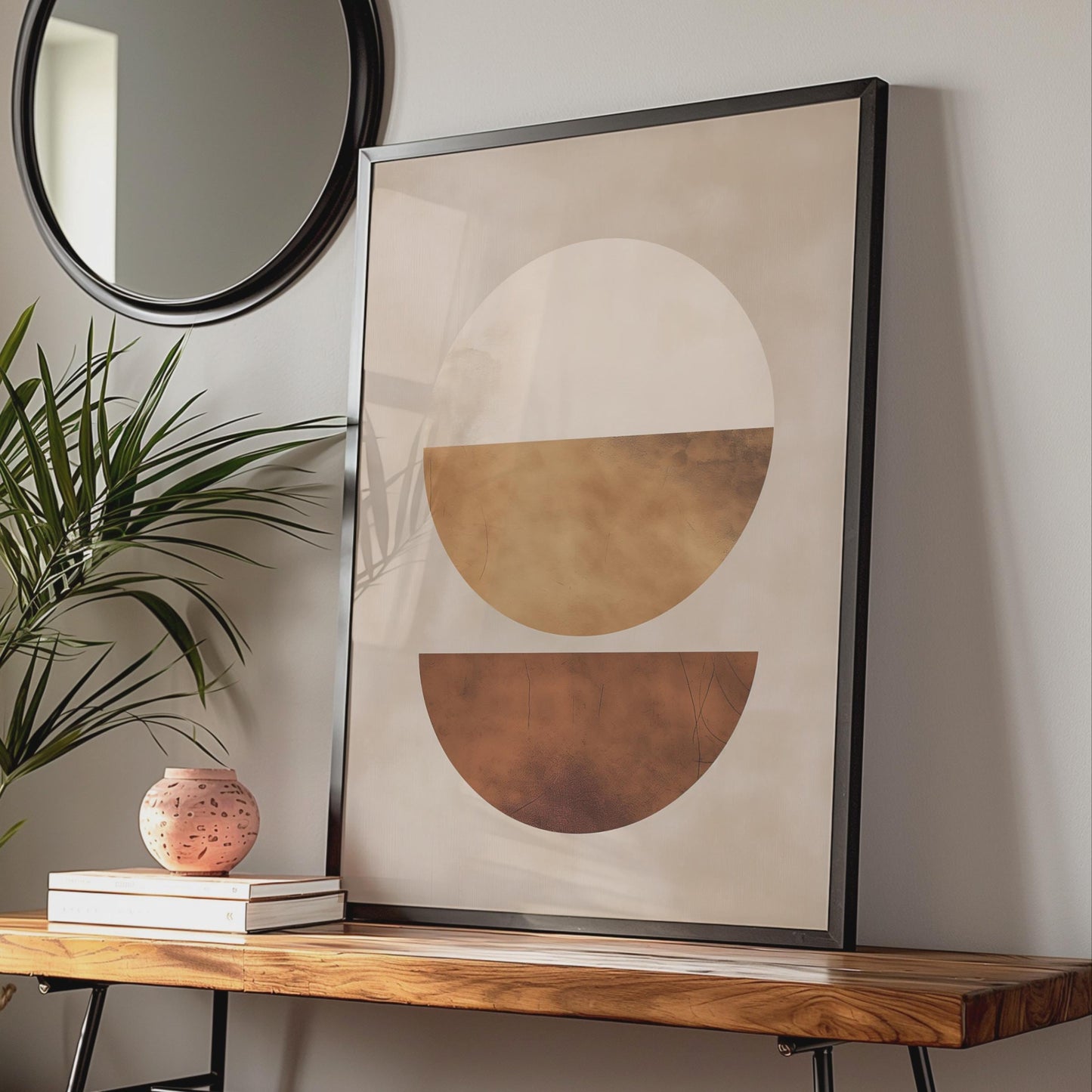 Boho Abstract Print, Terracotta Geometric Poster, Neutral Circle Wall Art, Minimalist Beige Decor wall art print