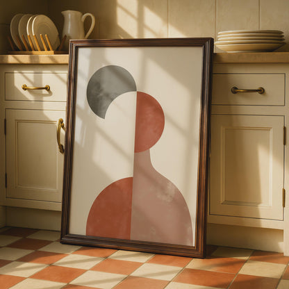 Boho Abstract Print, Terracotta Geometric Shapes Wall Art, Mid Century Modern Poster wall art print
