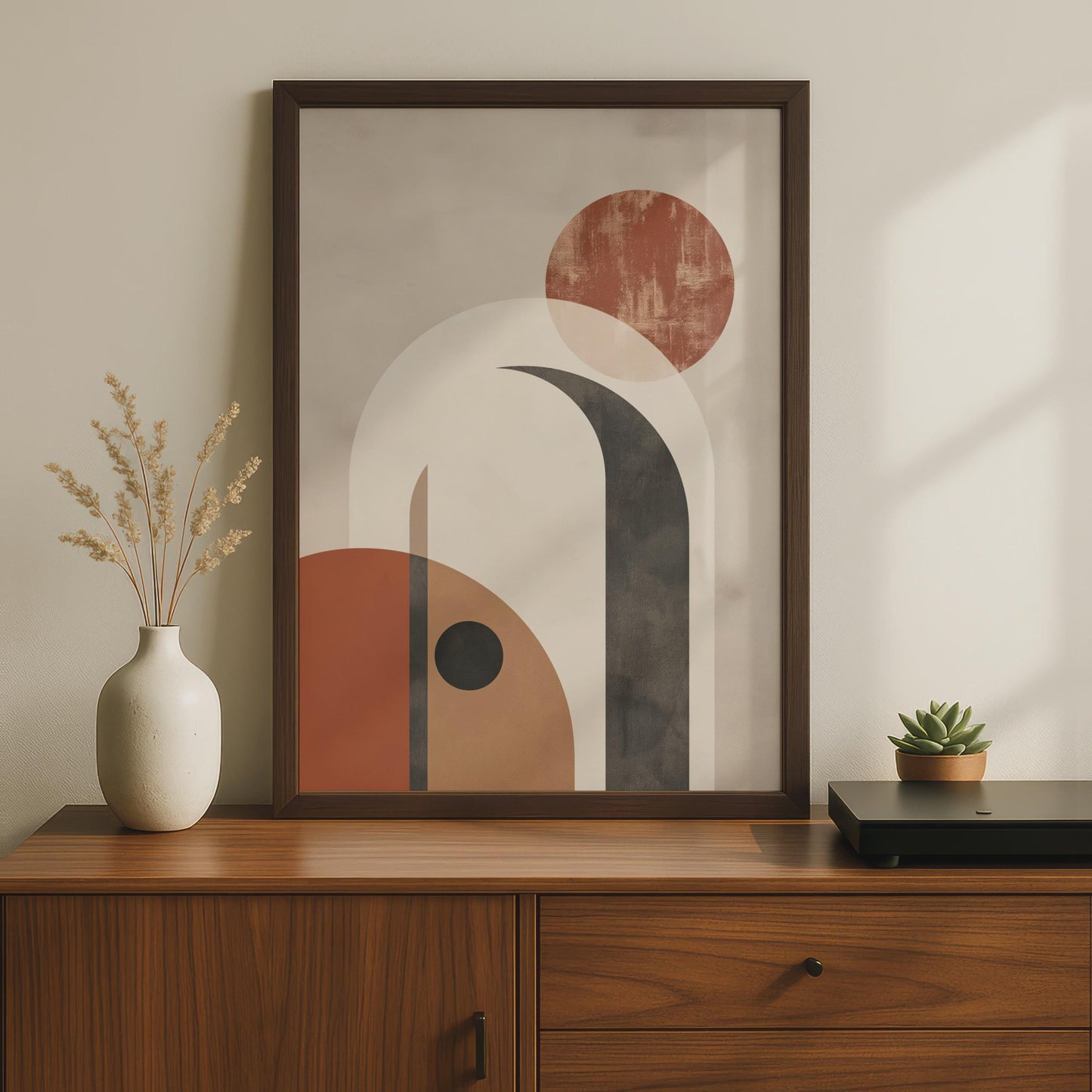 Boho Abstract Arch Print, Terracotta Geometric Wall Art, Mid Century Poster wall art print