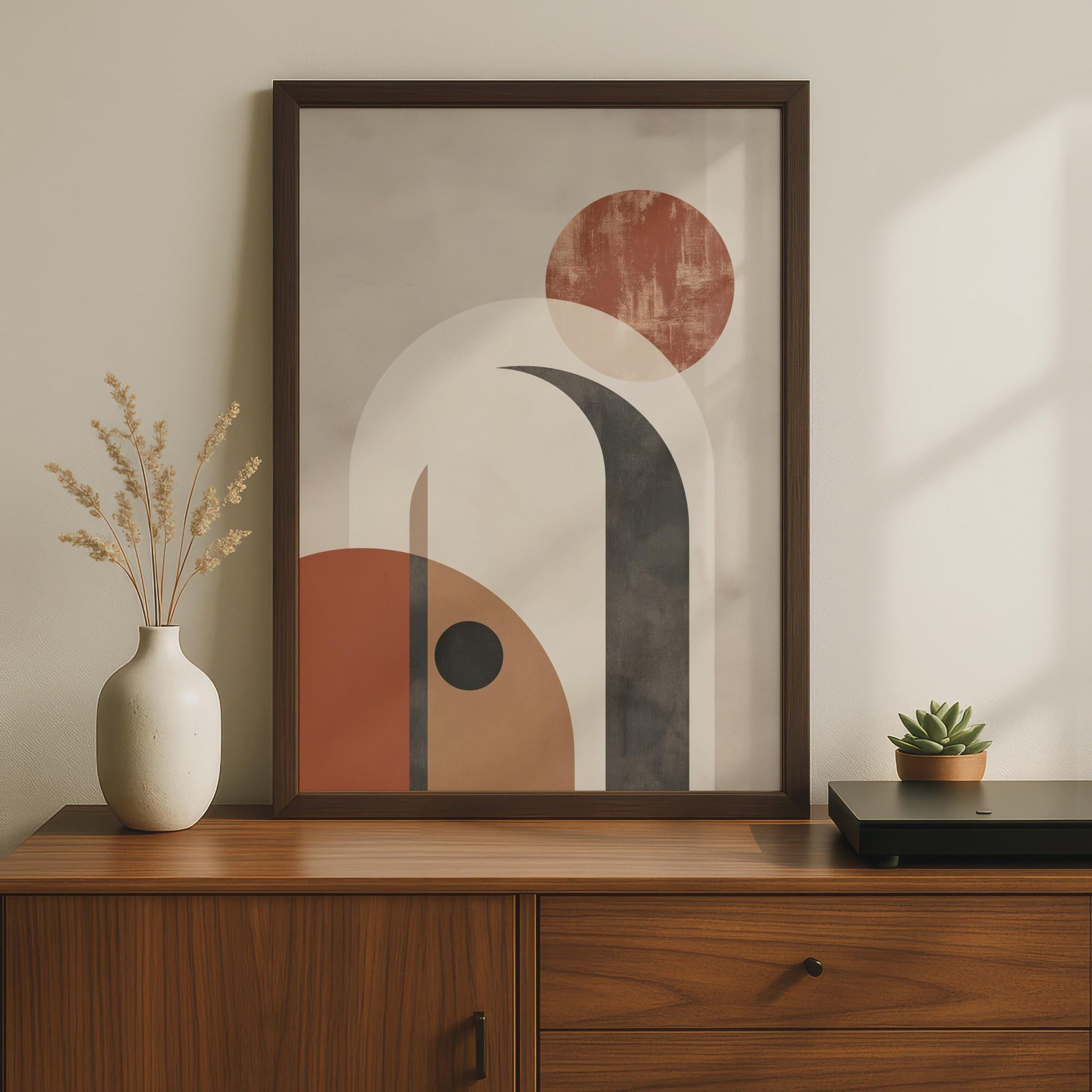 Boho Abstract Arch Print, Terracotta Geometric Wall Art, Mid Century Poster wall art print