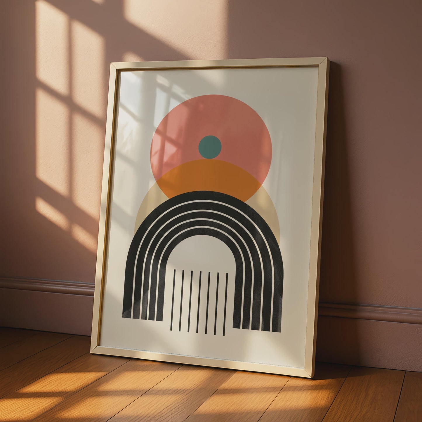Boho Abstract Print, Geometric Rainbow Poster, Mid Century Modern Wall Art wall art print