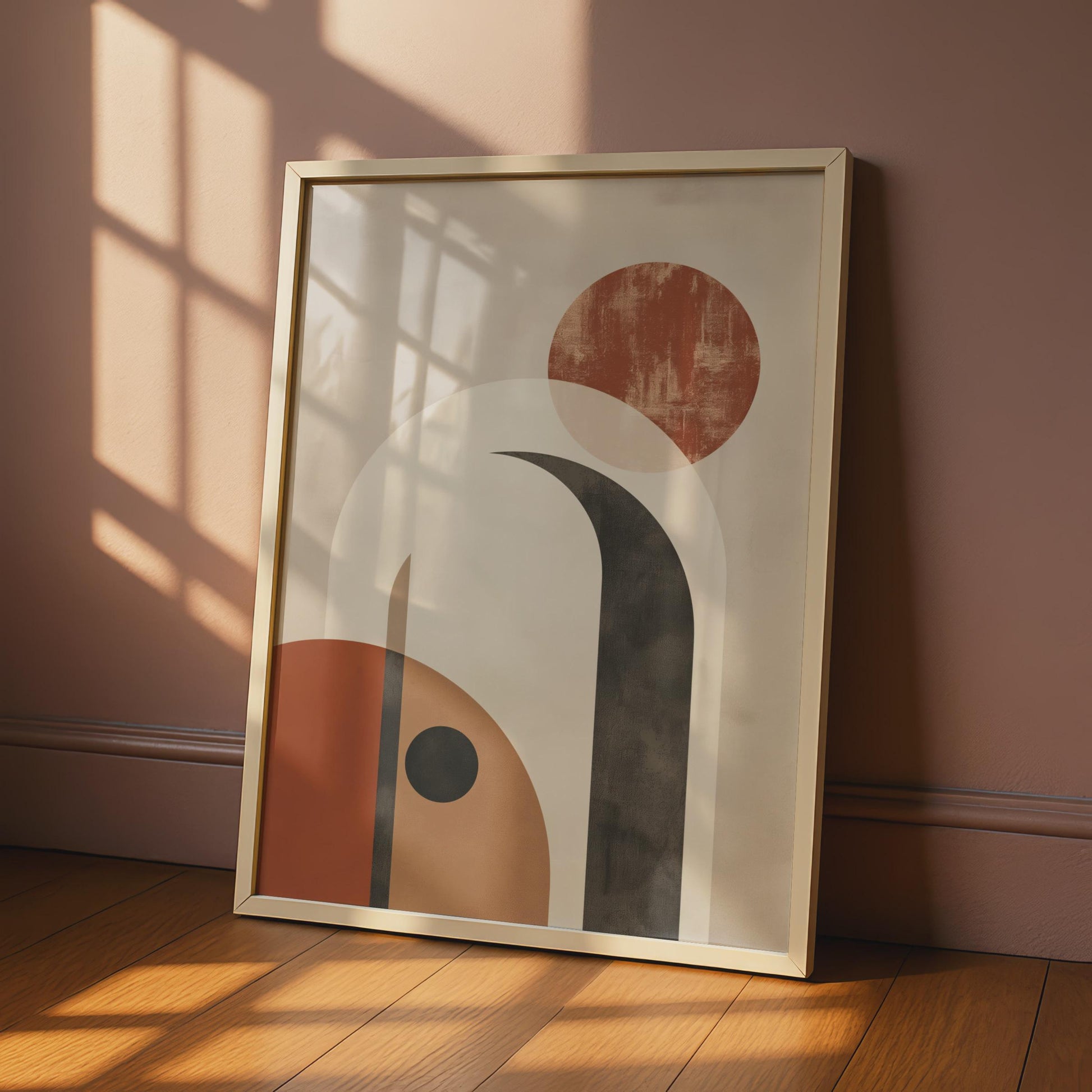 Boho Abstract Arch Print, Terracotta Geometric Wall Art, Mid Century Poster wall art print