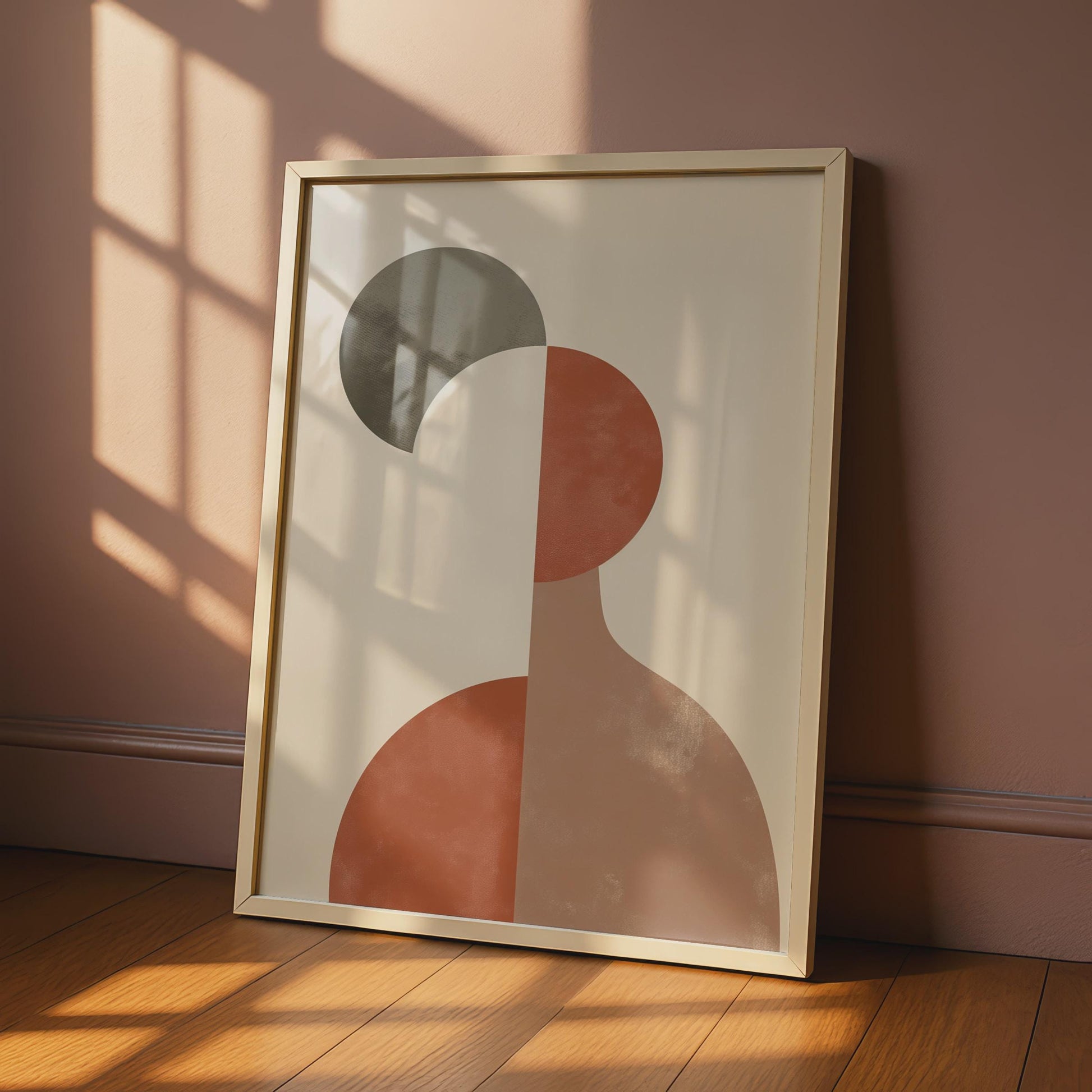 Boho Abstract Print, Terracotta Geometric Shapes Wall Art, Mid Century Modern Poster wall art print