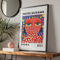 Yayoi Kusama Inspired Art Print, Bold Polka Dot Portrait, Japanese Wall Art, Colourful Decor wall art print