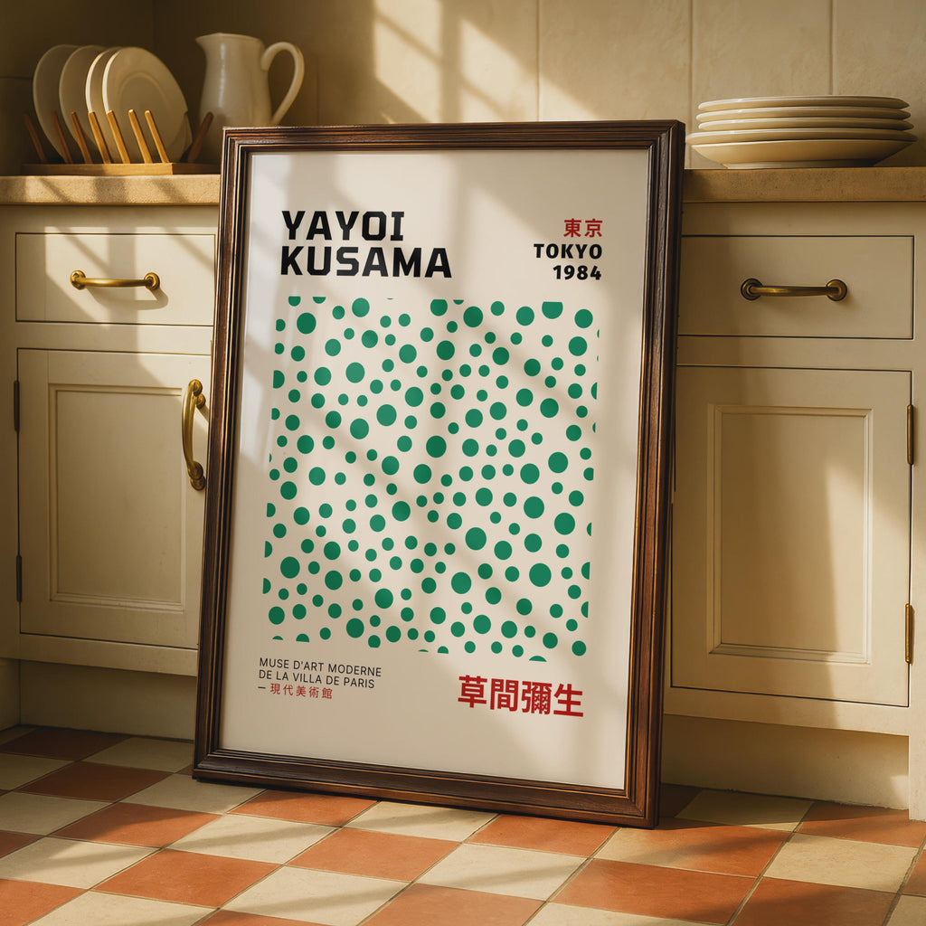 Yayoi Kusama Wall Art, Tokyo 1984 Poster, Colourful Polka Dots, Modern Japanese Art, Minimalist wall art print
