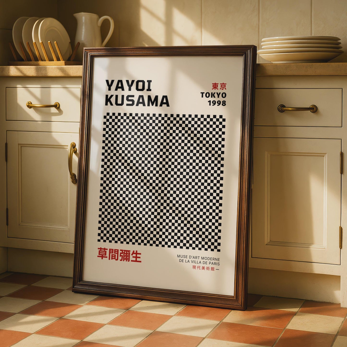 Yayoi Kusama Museum Art Print, Tokyo 1998 Poster, Checkerboard Minimalist Wall Art, Modern Japanese wall art print