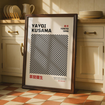 Yayoi Kusama Museum Art Print, Tokyo 1998 Poster, Checkerboard Minimalist Wall Art, Modern Japanese wall art print
