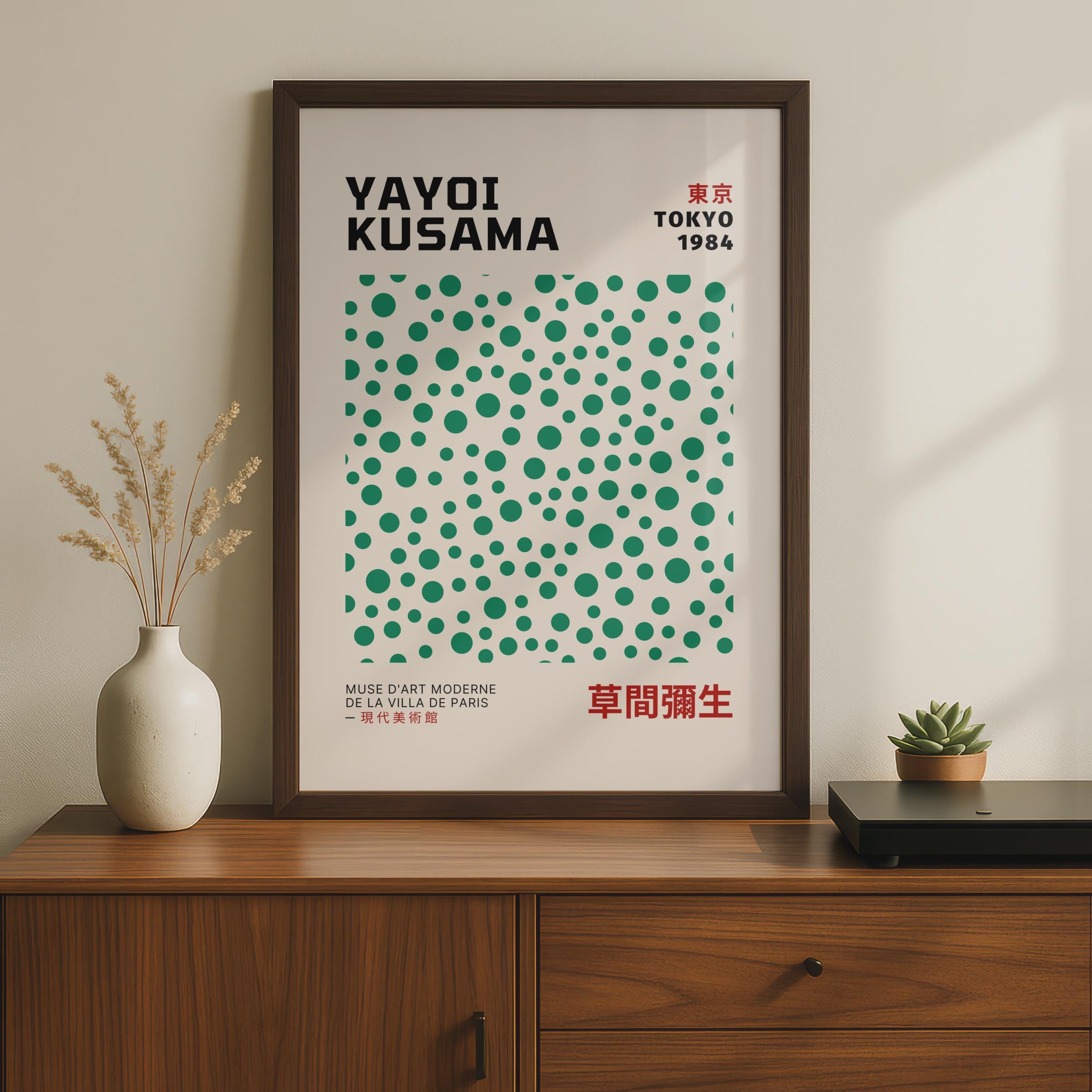 Yayoi Kusama Wall Art, Tokyo 1984 Poster, Colourful Polka Dots, Modern Japanese Art, Minimalist wall art print