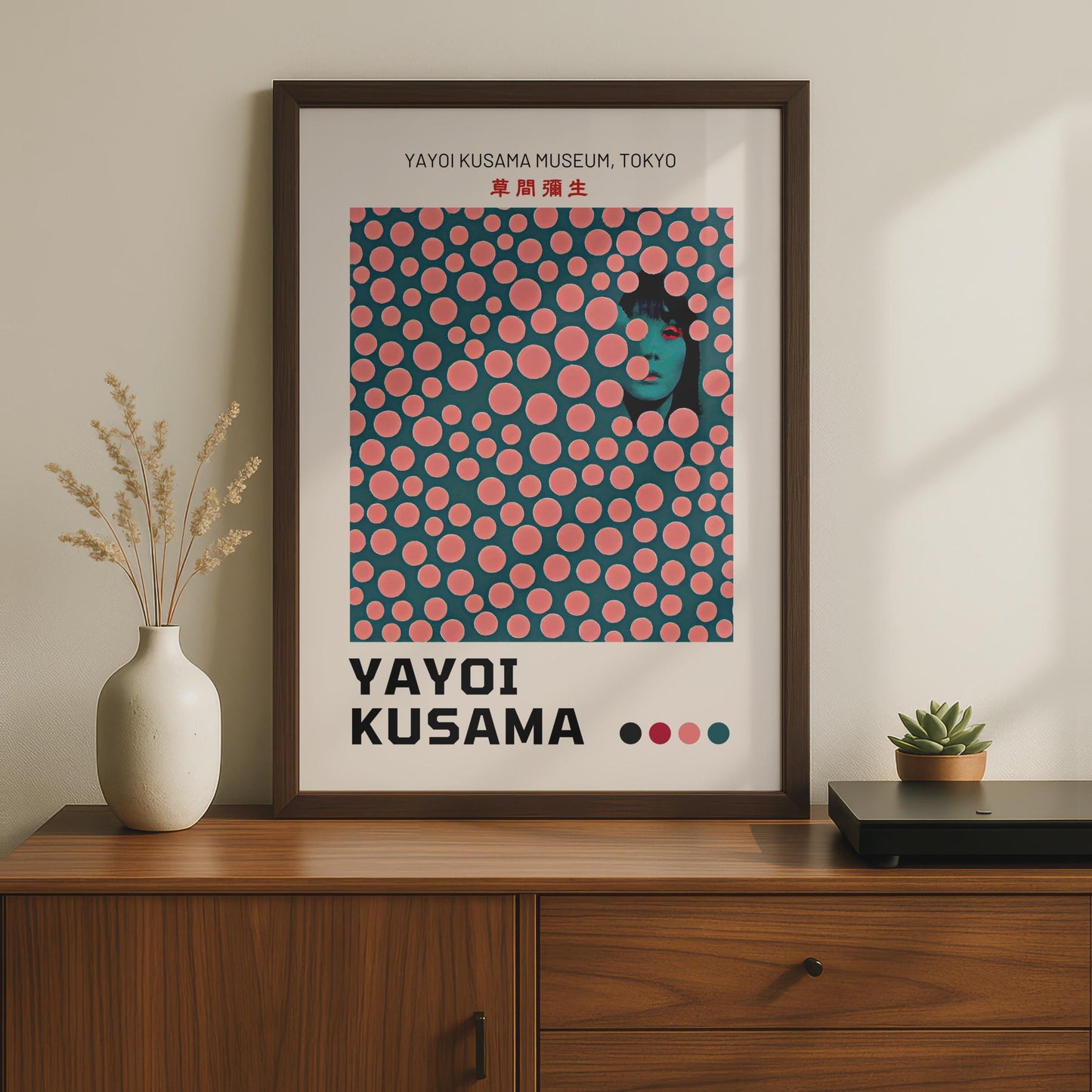 Yayoi Kusama Poster, Tokyo Museum Art Print, Contemporary Wall Art, Colourful Polka Dots Design wall art print