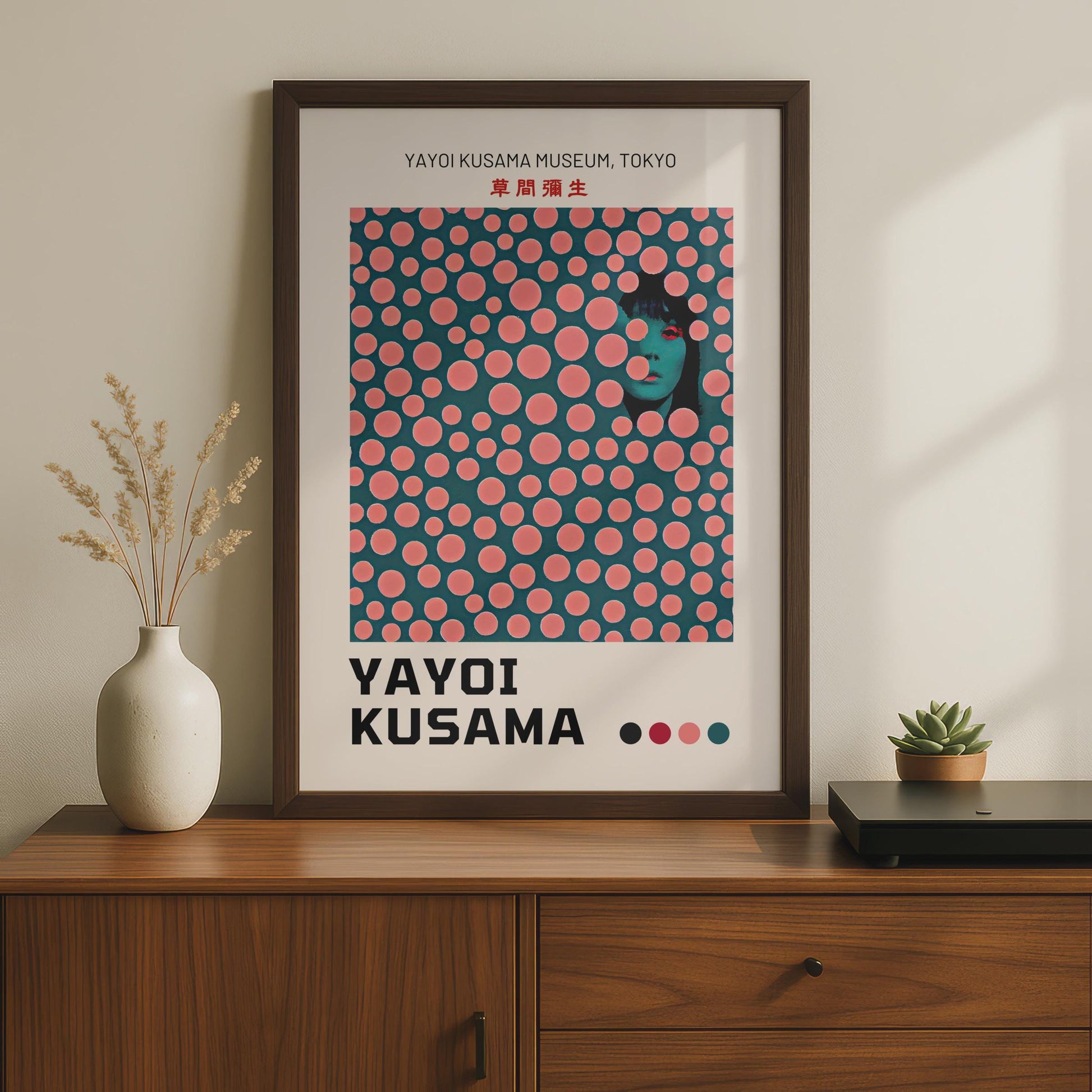Yayoi Kusama Poster, Tokyo Museum Art Print, Contemporary Wall Art, Colourful Polka Dots Design wall art print
