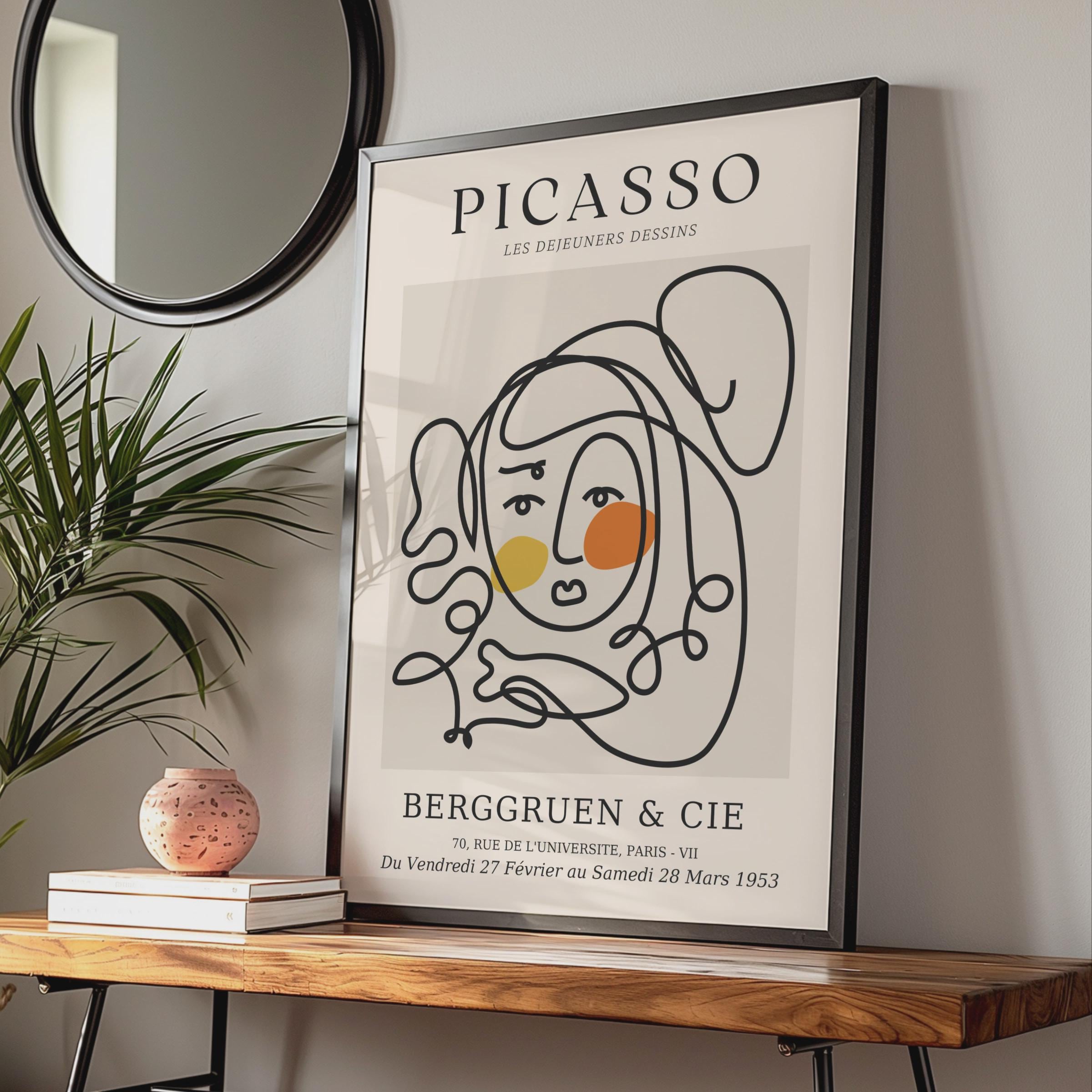 Picasso Inspired Minimalist Line Art Poster, Abstract Print, Boho Wall Art, Contemporary Decor wall art print