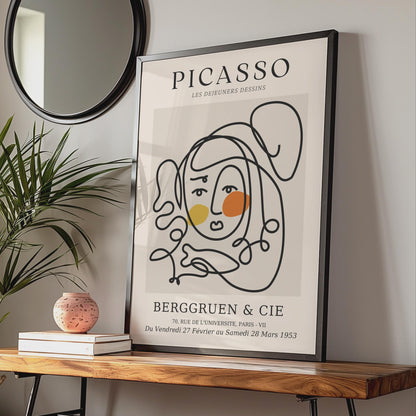 Picasso Inspired Minimalist Line Art Poster, Abstract Print, Boho Wall Art, Contemporary Decor wall art print