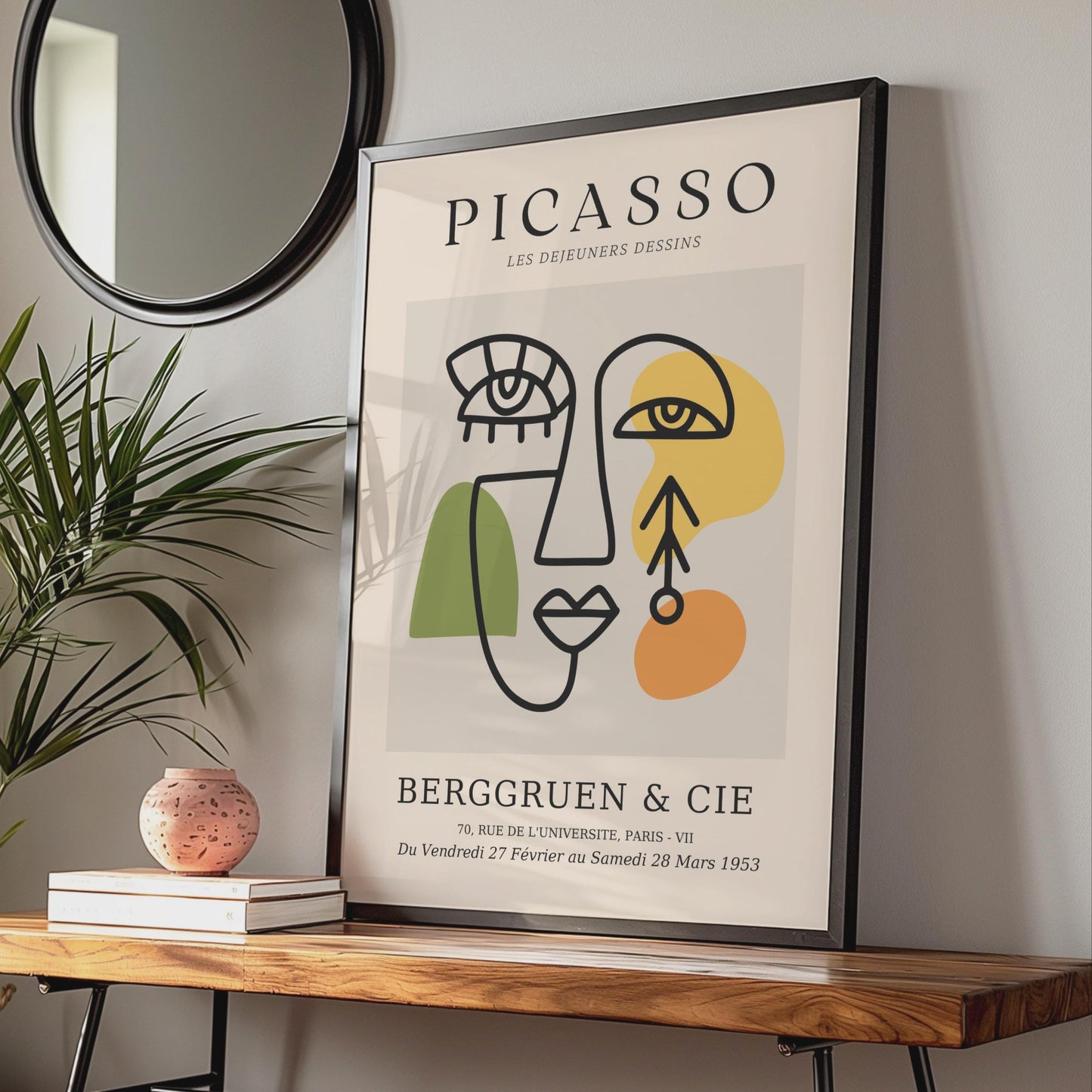 Picasso Inspired Line Drawing Face Art Print, Abstract Minimalist Poster wall art print