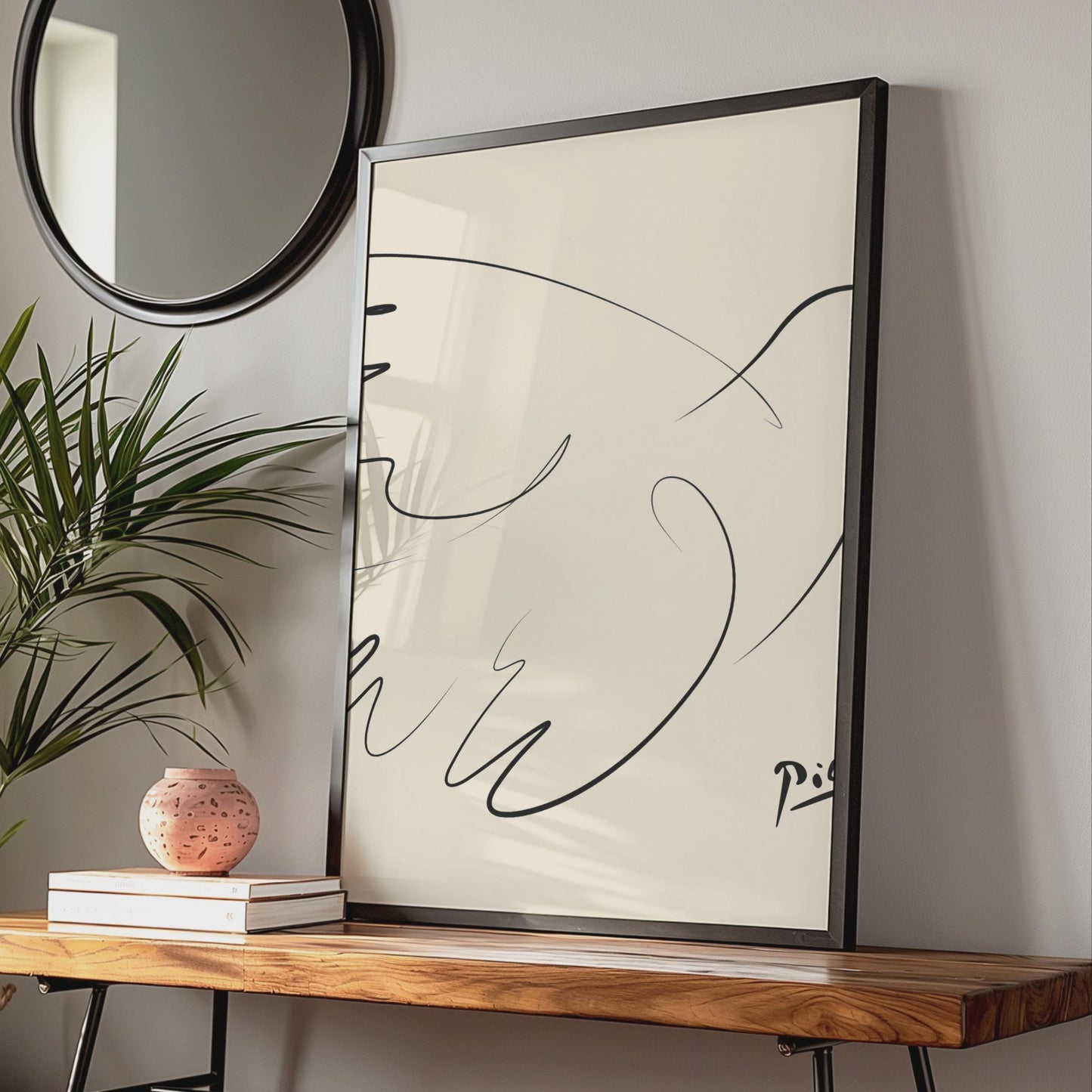 Minimalist Dove Line Art Print, Abstract Black and White Wall Decor, Picasso Inspired Artwork wall art print