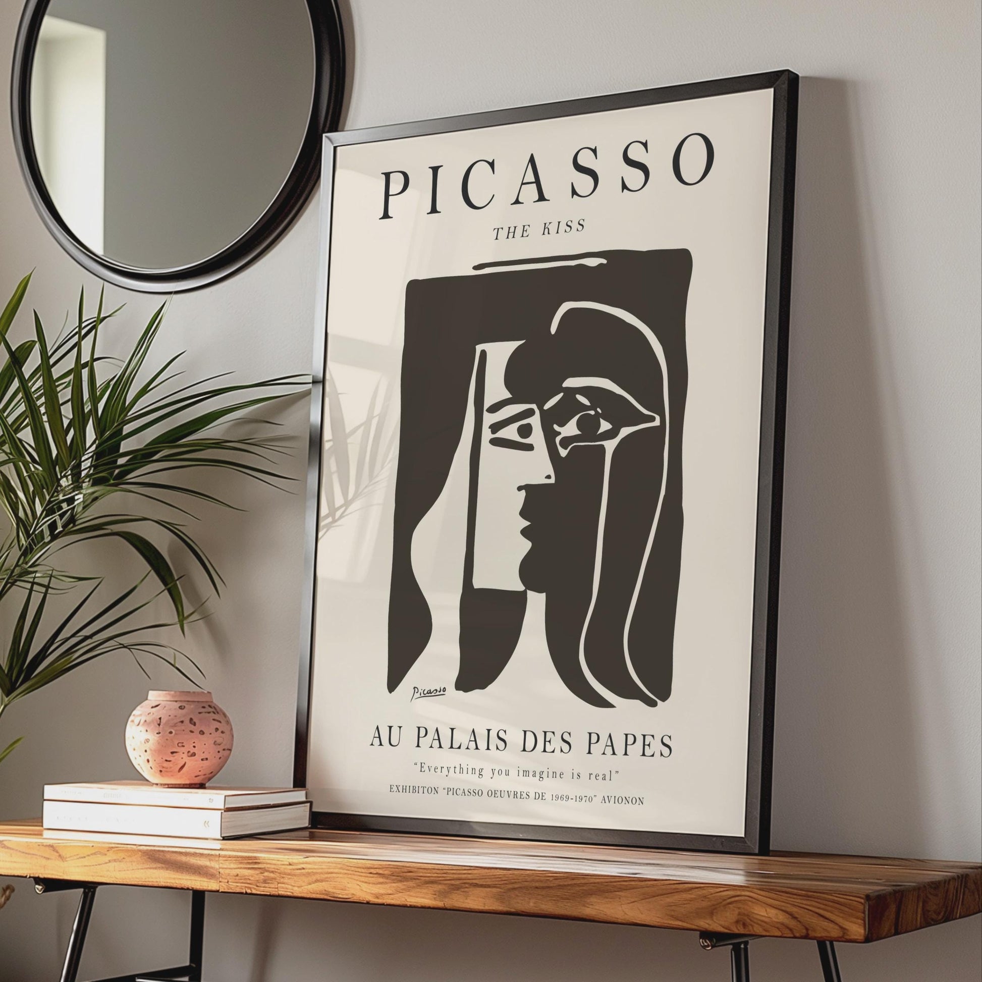 Picasso The Kiss Poster, Minimalist Black White Art Print, Modern Gallery Wall wall art print