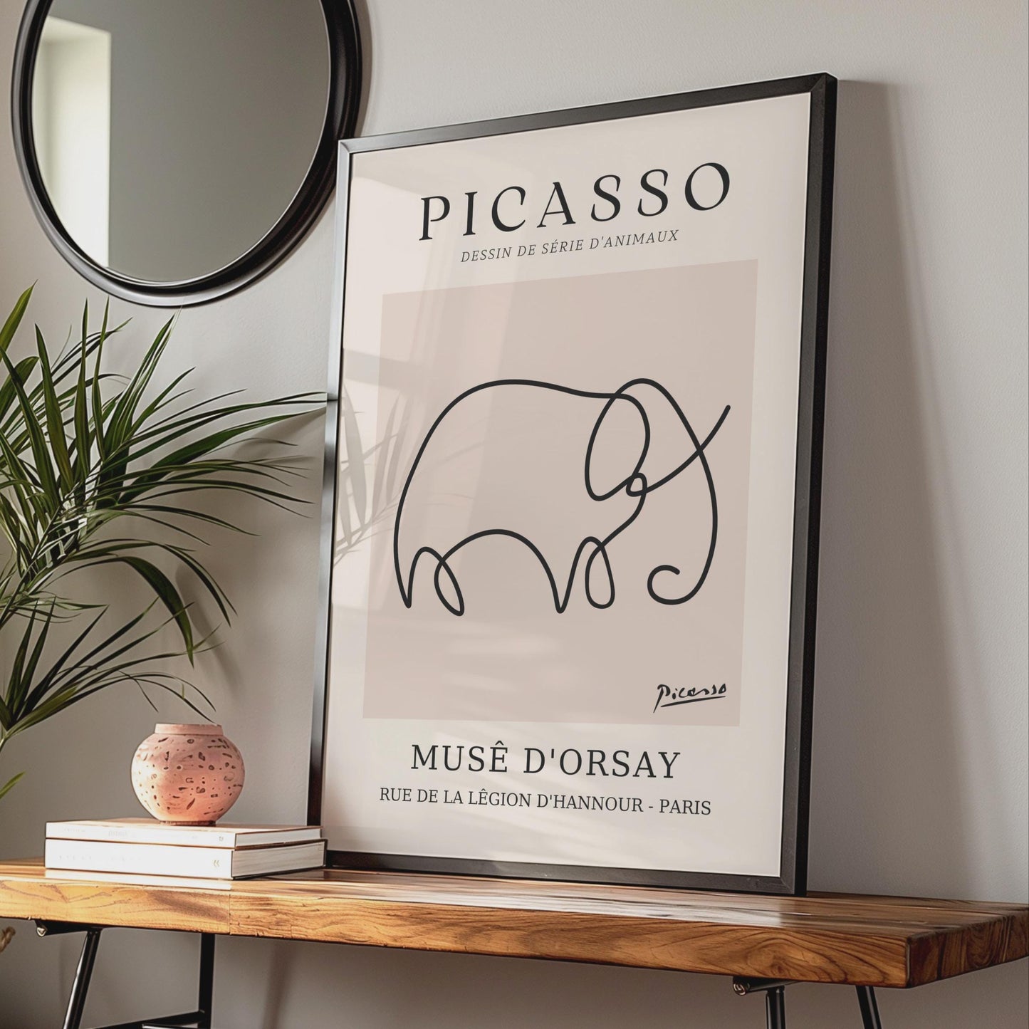 Picasso Inspired Elephant Line Art Print, Minimalist Animal Poster, Boho Wall Decor, Musee d'Orsay wall art print