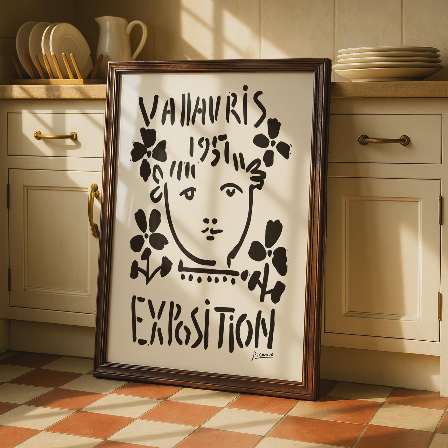 Vallauris Exposition 1957 Art Print, Abstract Floral Artwork, Minimalist Wall Decor, Picasso Style wall art print