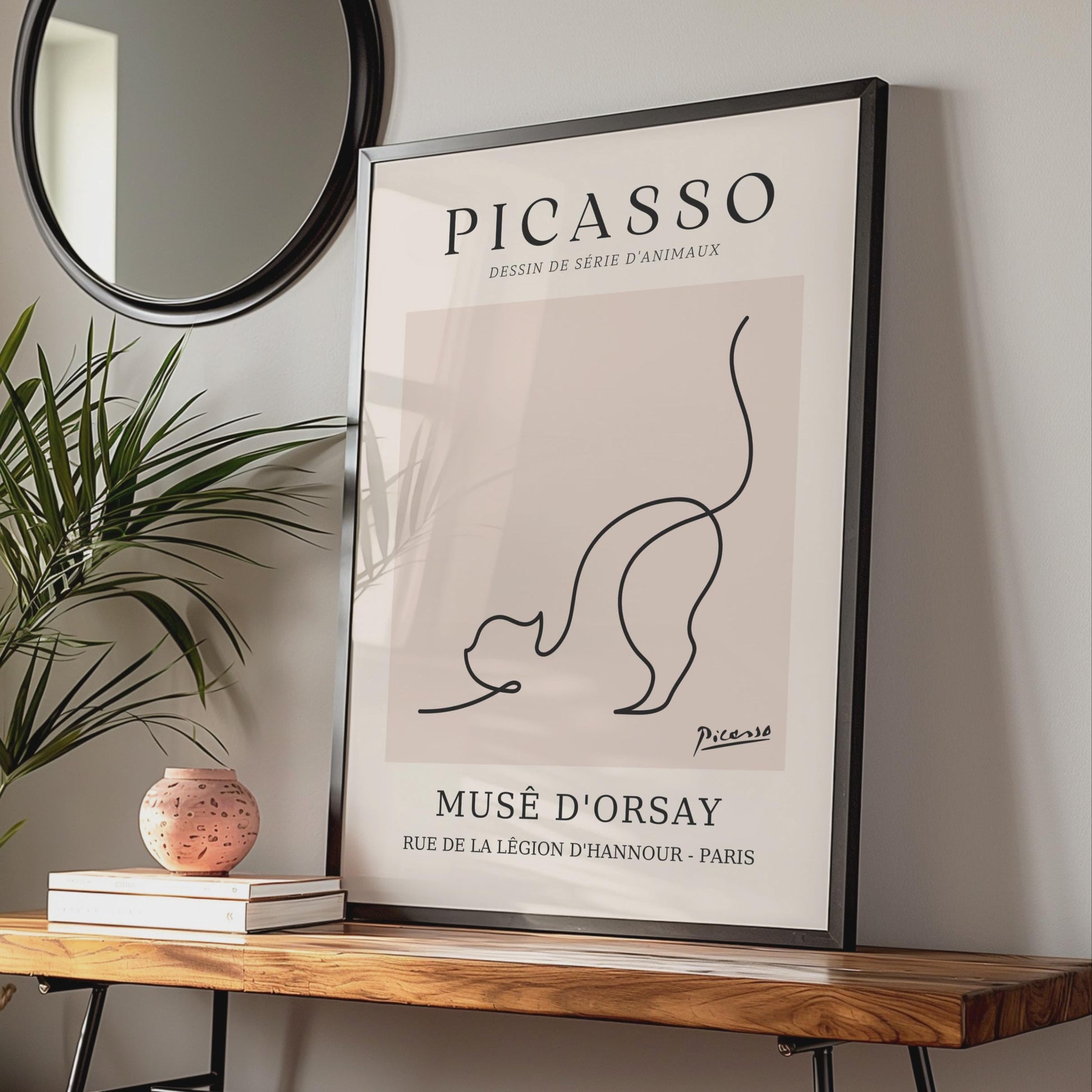 Picasso Cat Wall Art Print, Minimalist Animal Line Art, Musee d'Orsay Paris Decor wall art print