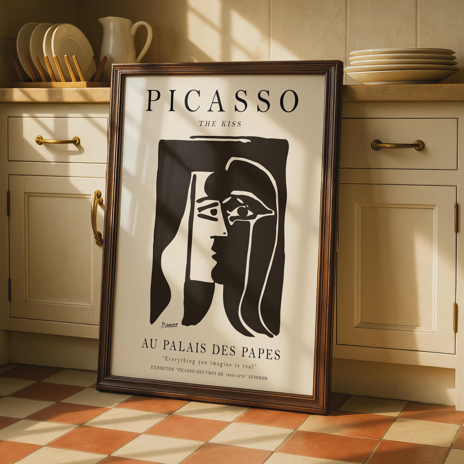 Picasso The Kiss Poster, Minimalist Black White Art Print, Modern Gallery Wall wall art print