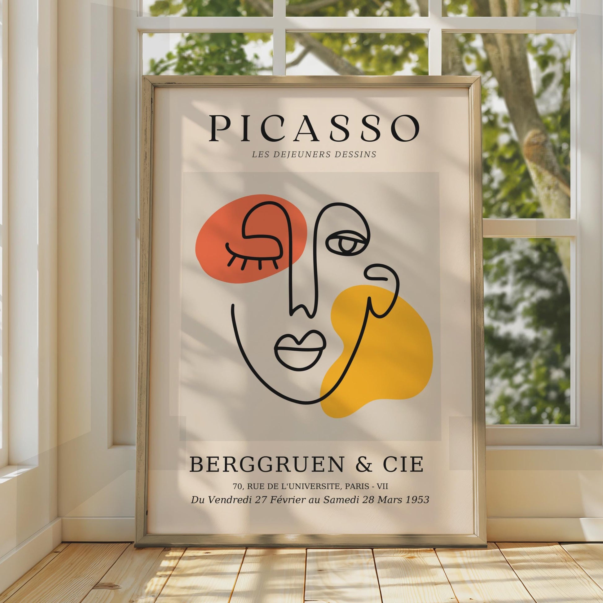 Picasso Inspired Line Art Poster, Minimalist Abstract Face Wall Decor wall art print
