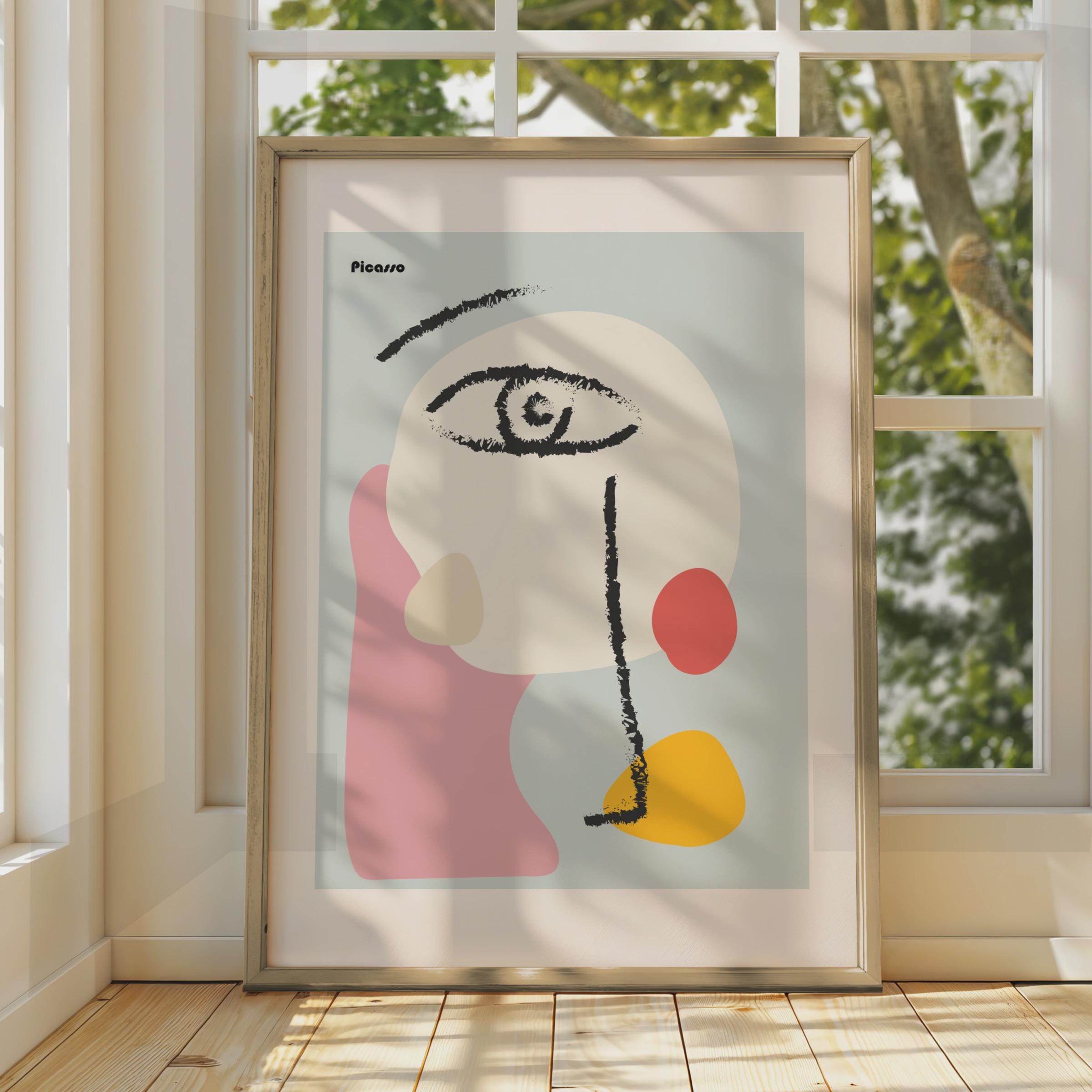 Picasso-Inspired Abstract Art Print, Minimalist Face Poster, Modern Wall Decor, Colourful Line Art wall art print