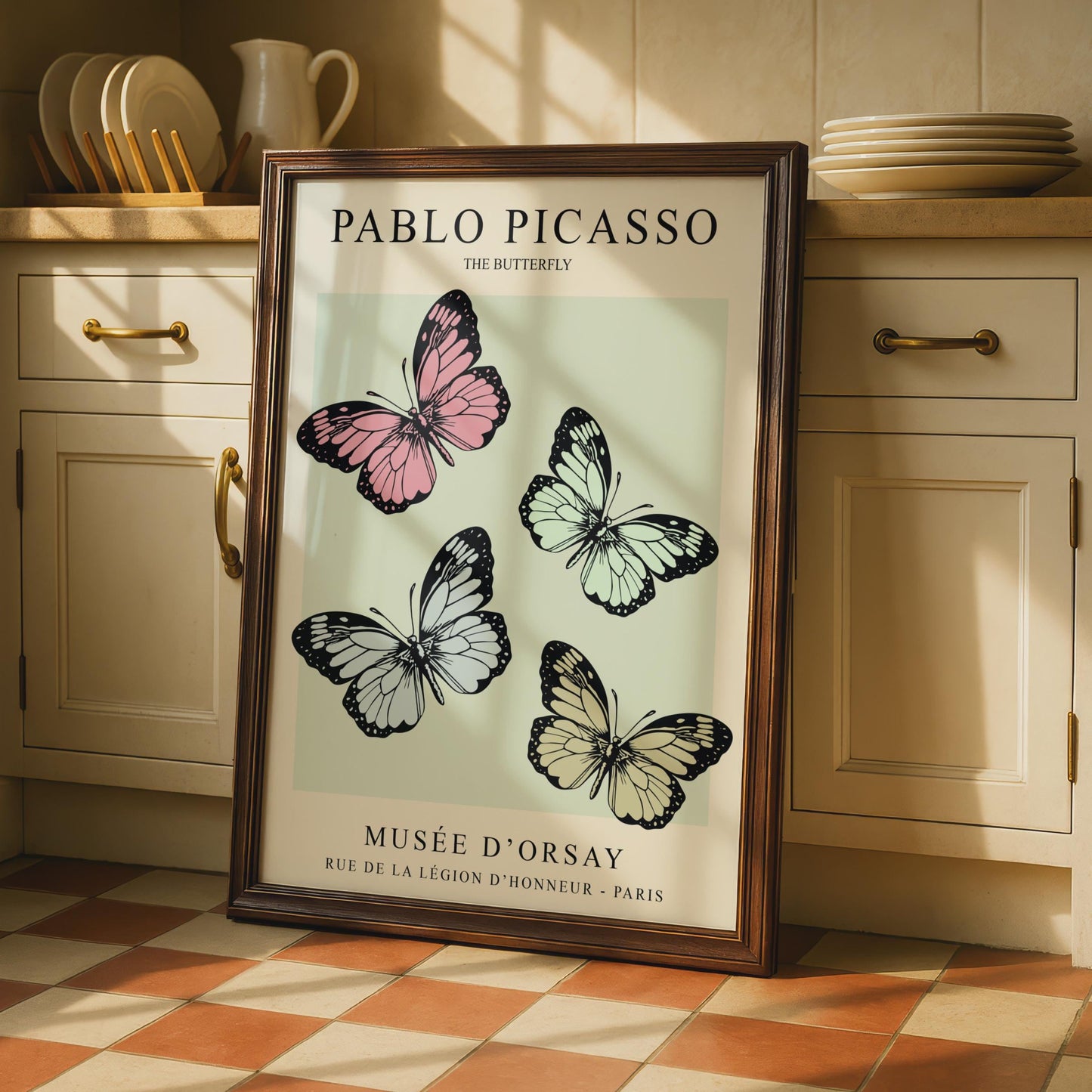 Picasso Butterfly Art Print, Minimalist Pastel Wall Art, Musee d'Orsay Poster wall art print