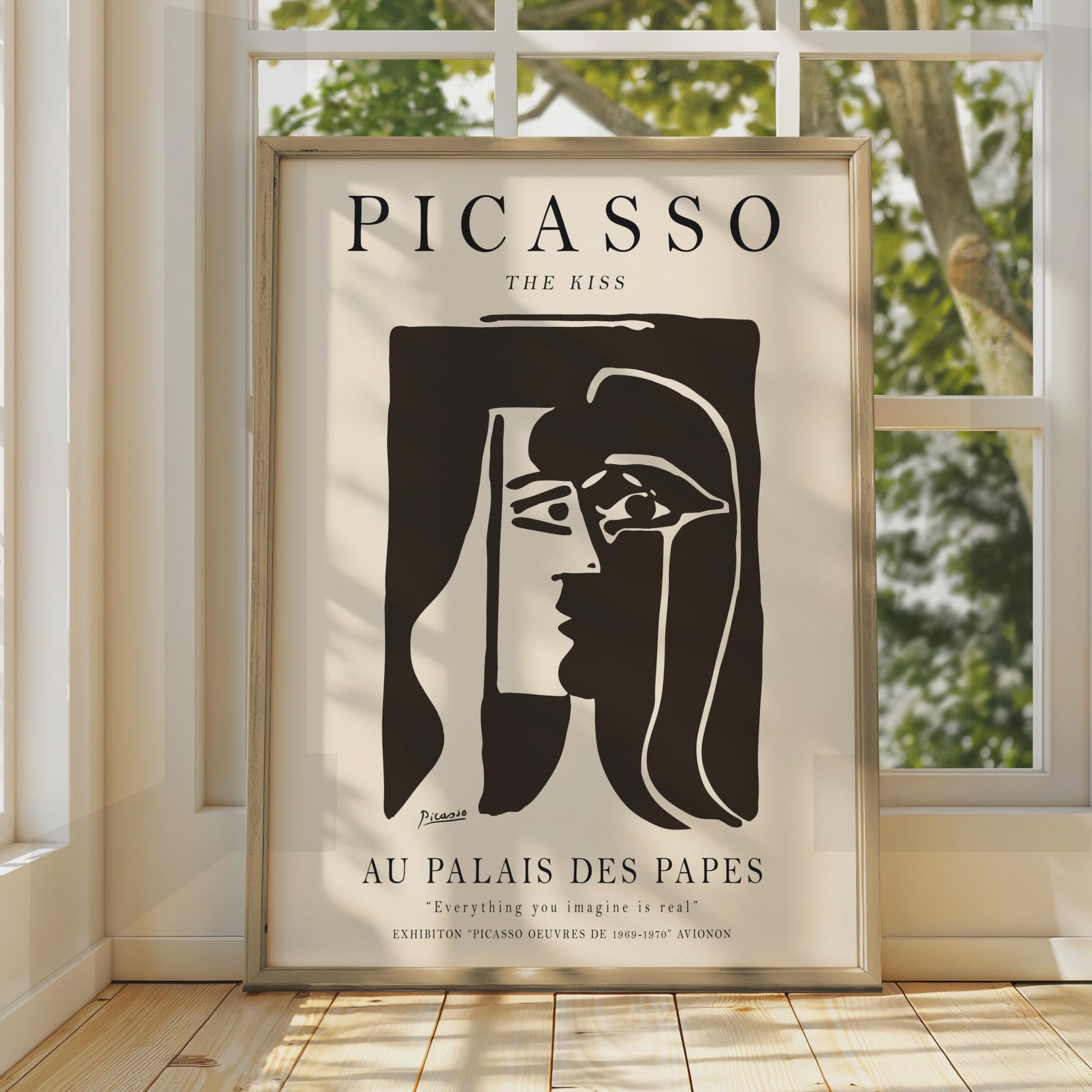 Picasso The Kiss Poster, Minimalist Black White Art Print, Modern Gallery Wall wall art print
