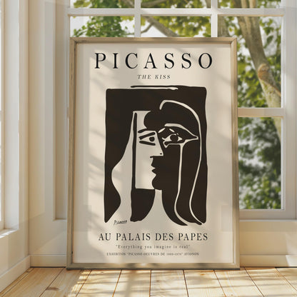Picasso The Kiss Poster, Minimalist Black White Art Print, Modern Gallery Wall wall art print