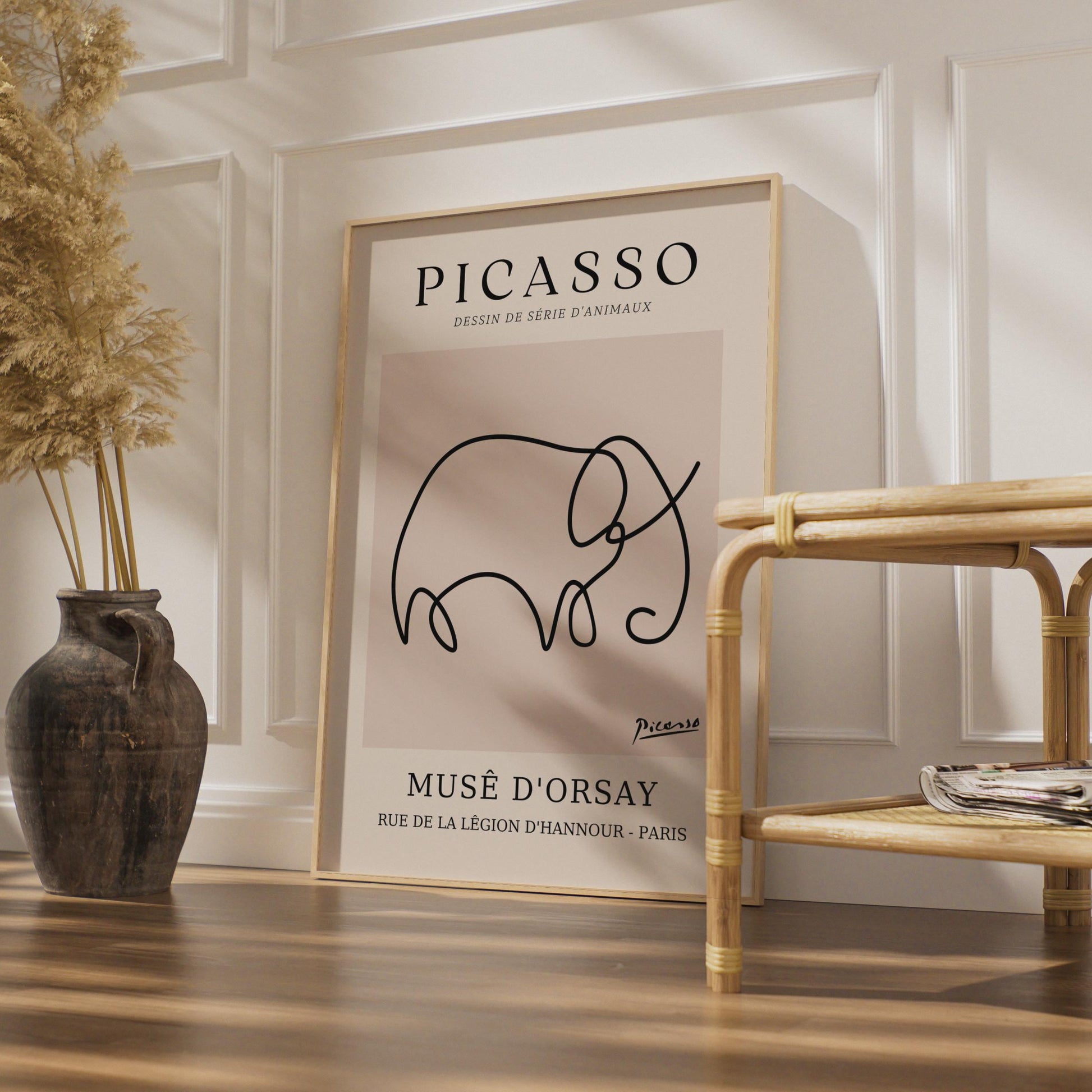 Picasso Inspired Elephant Line Art Print, Minimalist Animal Poster, Boho Wall Decor, Musee d'Orsay wall art print