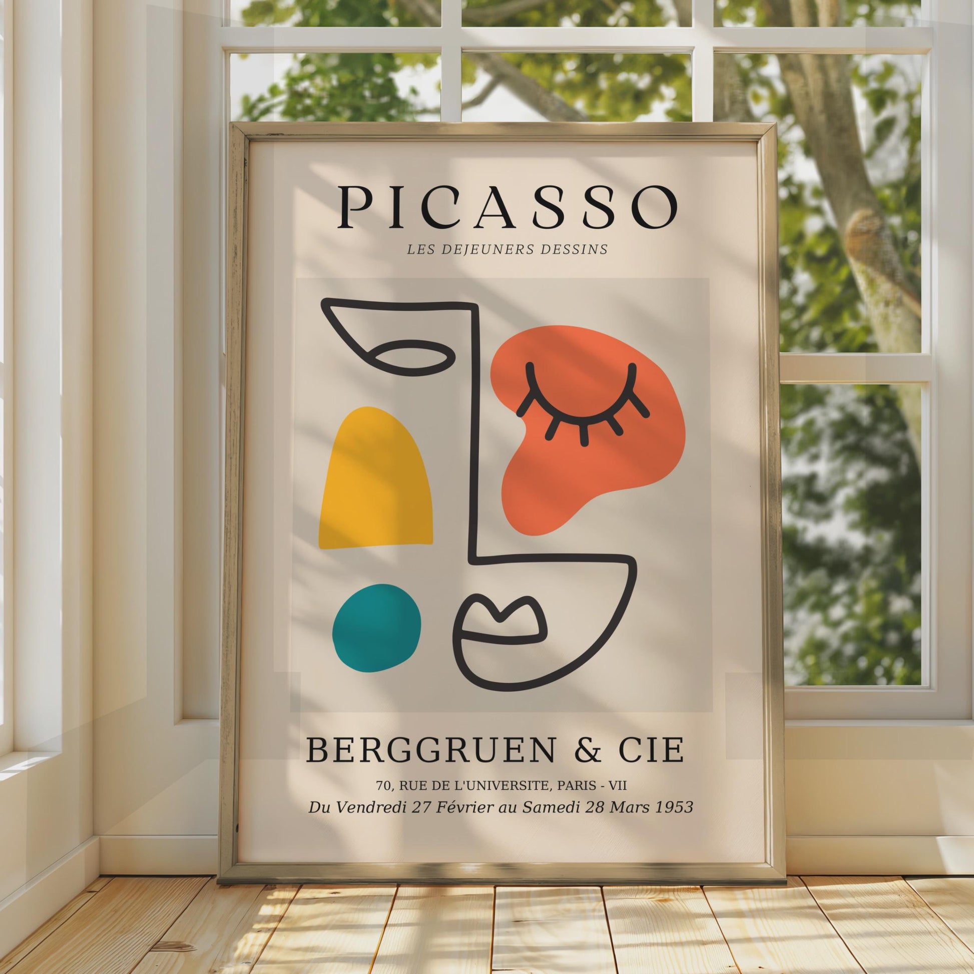 Picasso Inspired Art Print, Abstract Line Drawing, Colourful Minimalist Wall Art, Modern Home Decor wall art print
