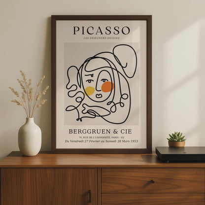 Picasso Inspired Minimalist Line Art Poster, Abstract Print, Boho Wall Art, Contemporary Decor wall art print
