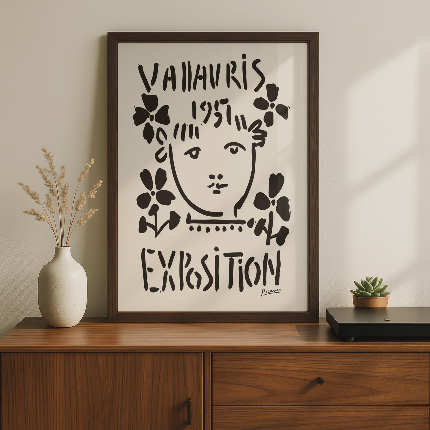 Vallauris Exposition 1957 Art Print, Abstract Floral Artwork, Minimalist Wall Decor, Picasso Style wall art print