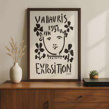 Vallauris Exposition 1957 Art Print, Abstract Floral Artwork, Minimalist Wall Decor, Picasso Style wall art print