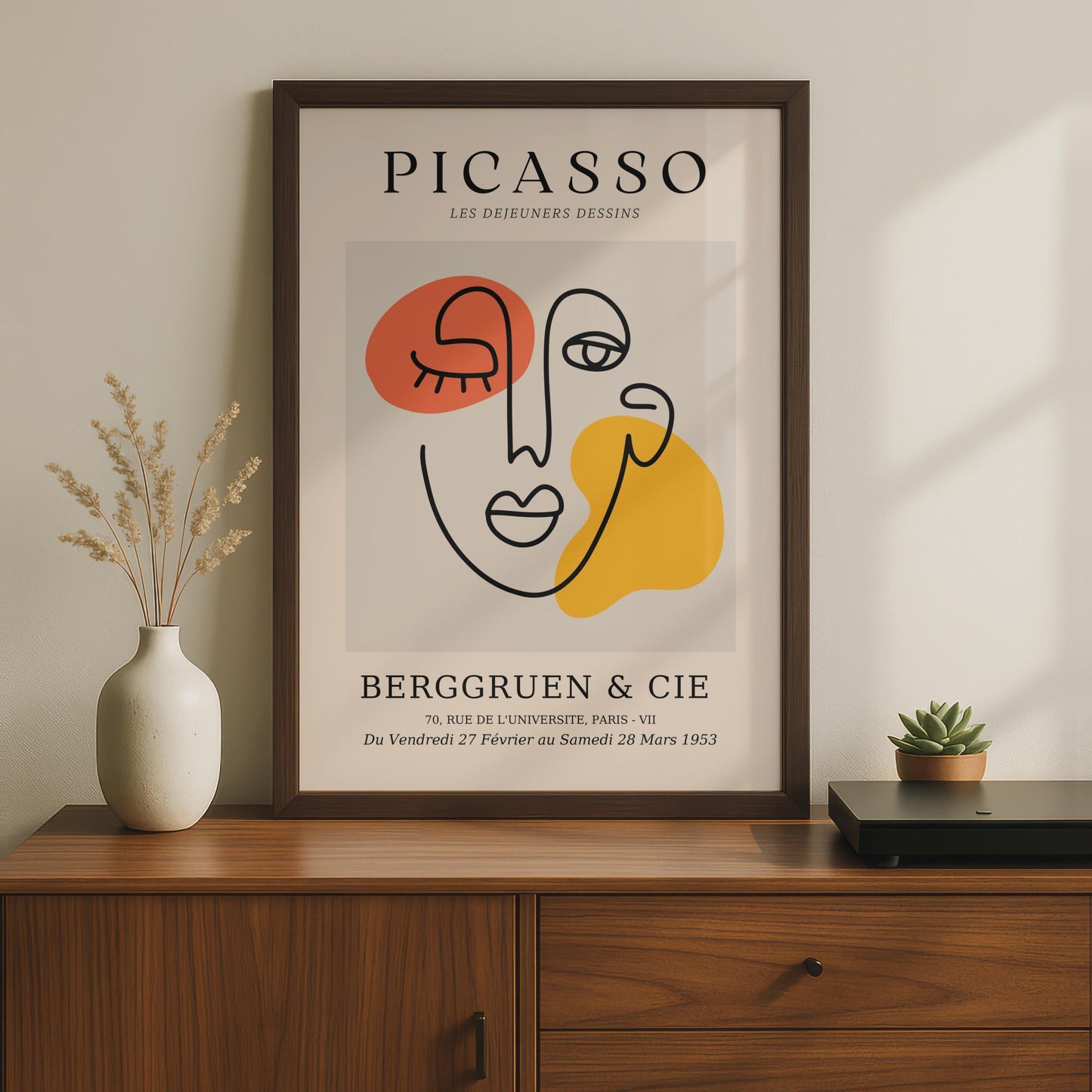 Picasso Inspired Line Art Poster, Minimalist Abstract Face Wall Decor wall art print