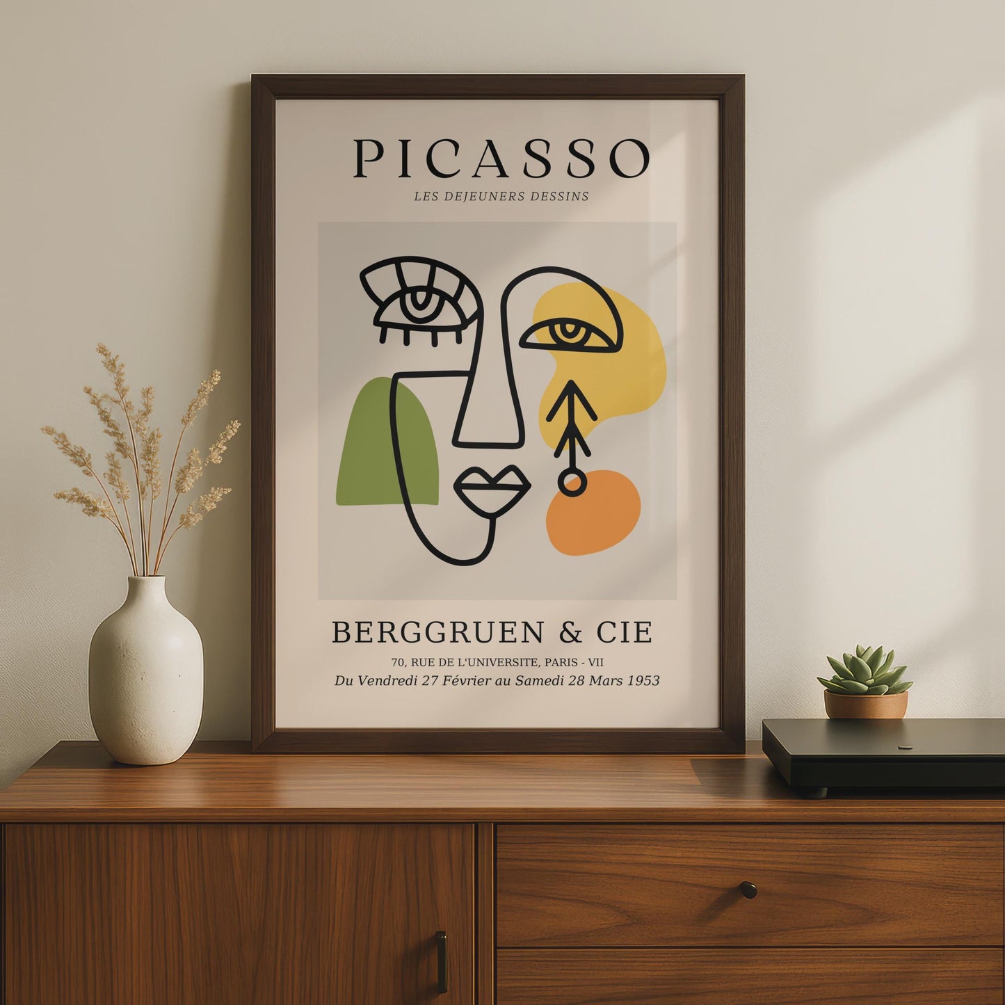 Picasso Inspired Line Drawing Face Art Print, Abstract Minimalist Poster wall art print