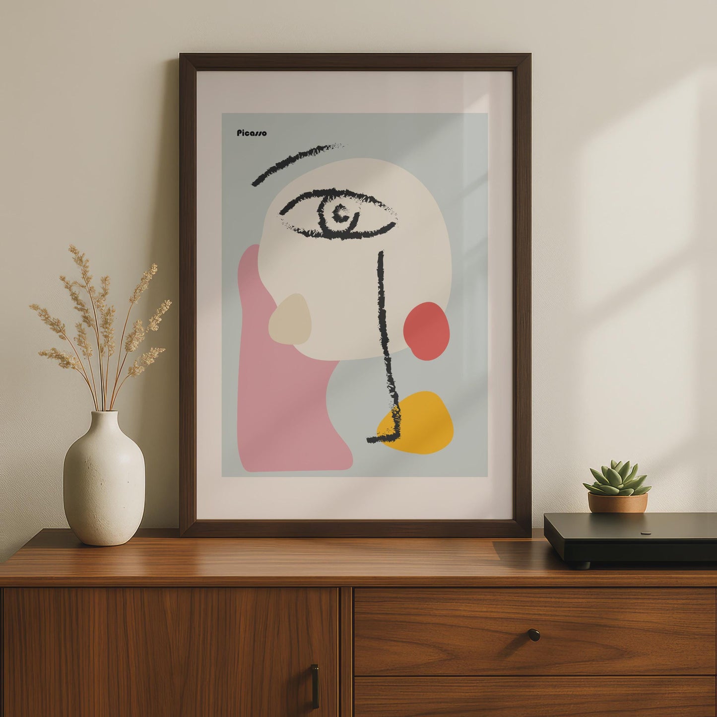 Picasso-Inspired Abstract Art Print, Minimalist Face Poster, Modern Wall Decor, Colourful Line Art wall art print