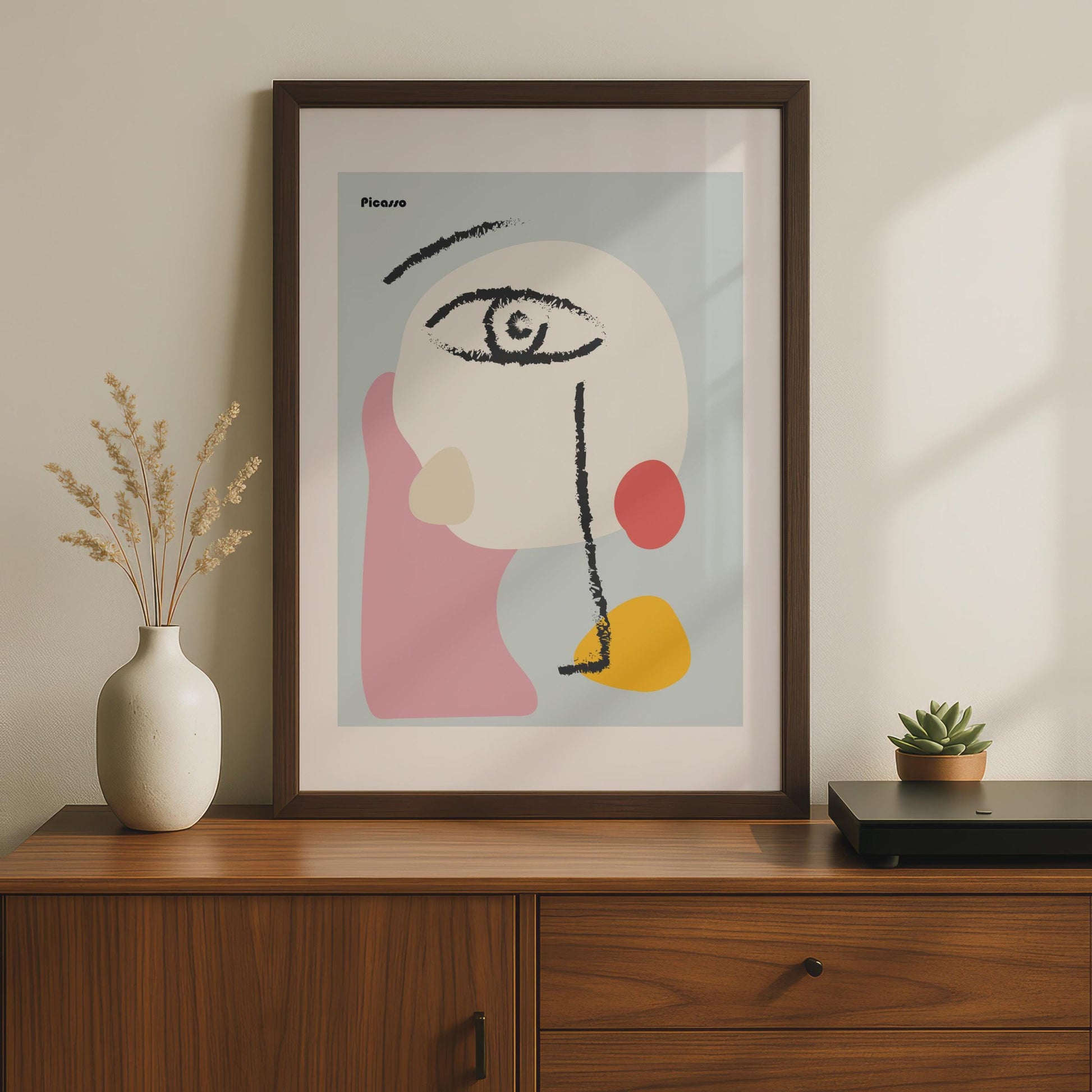 Picasso-Inspired Abstract Art Print, Minimalist Face Poster, Modern Wall Decor, Colourful Line Art wall art print
