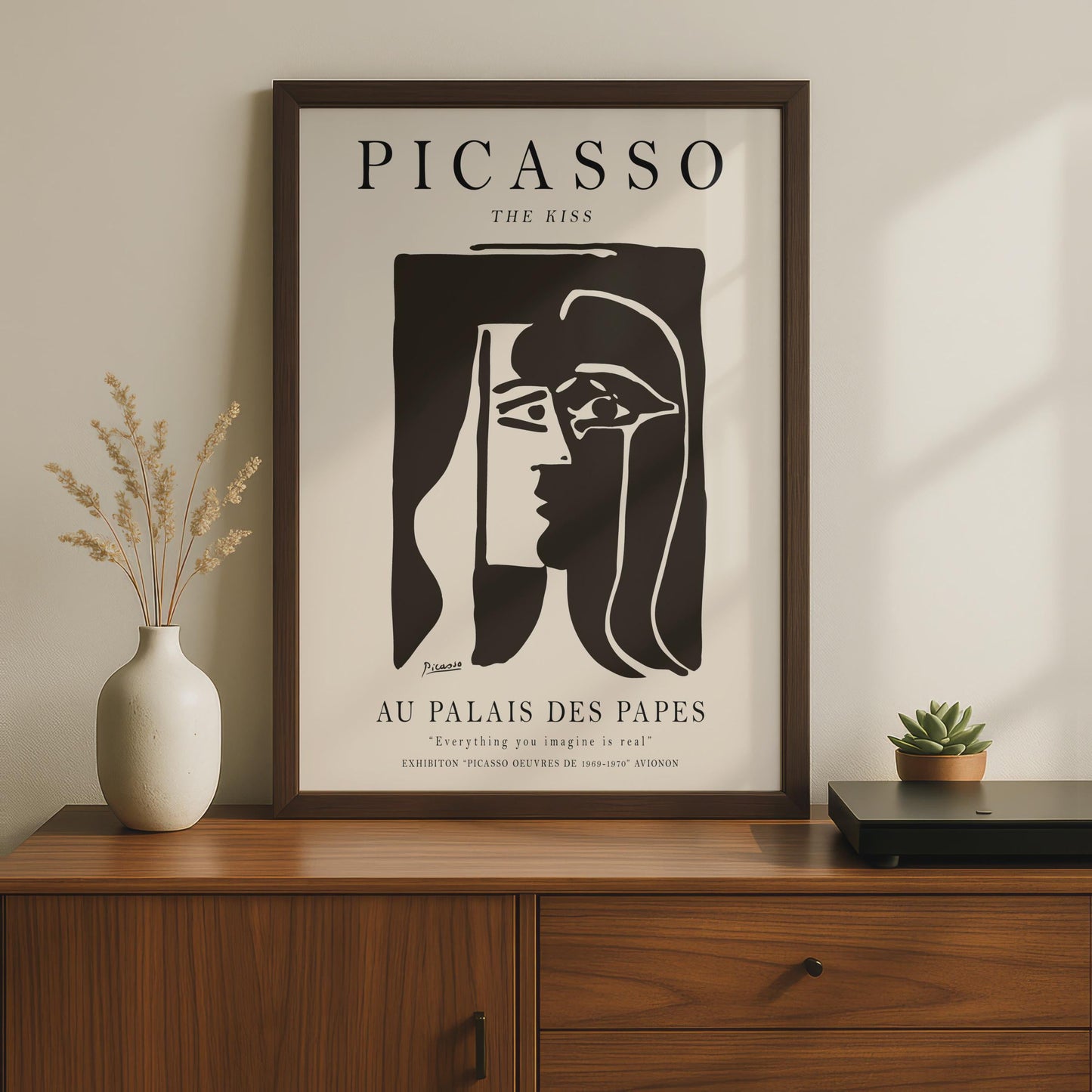 Picasso The Kiss Poster, Minimalist Black White Art Print, Modern Gallery Wall wall art print