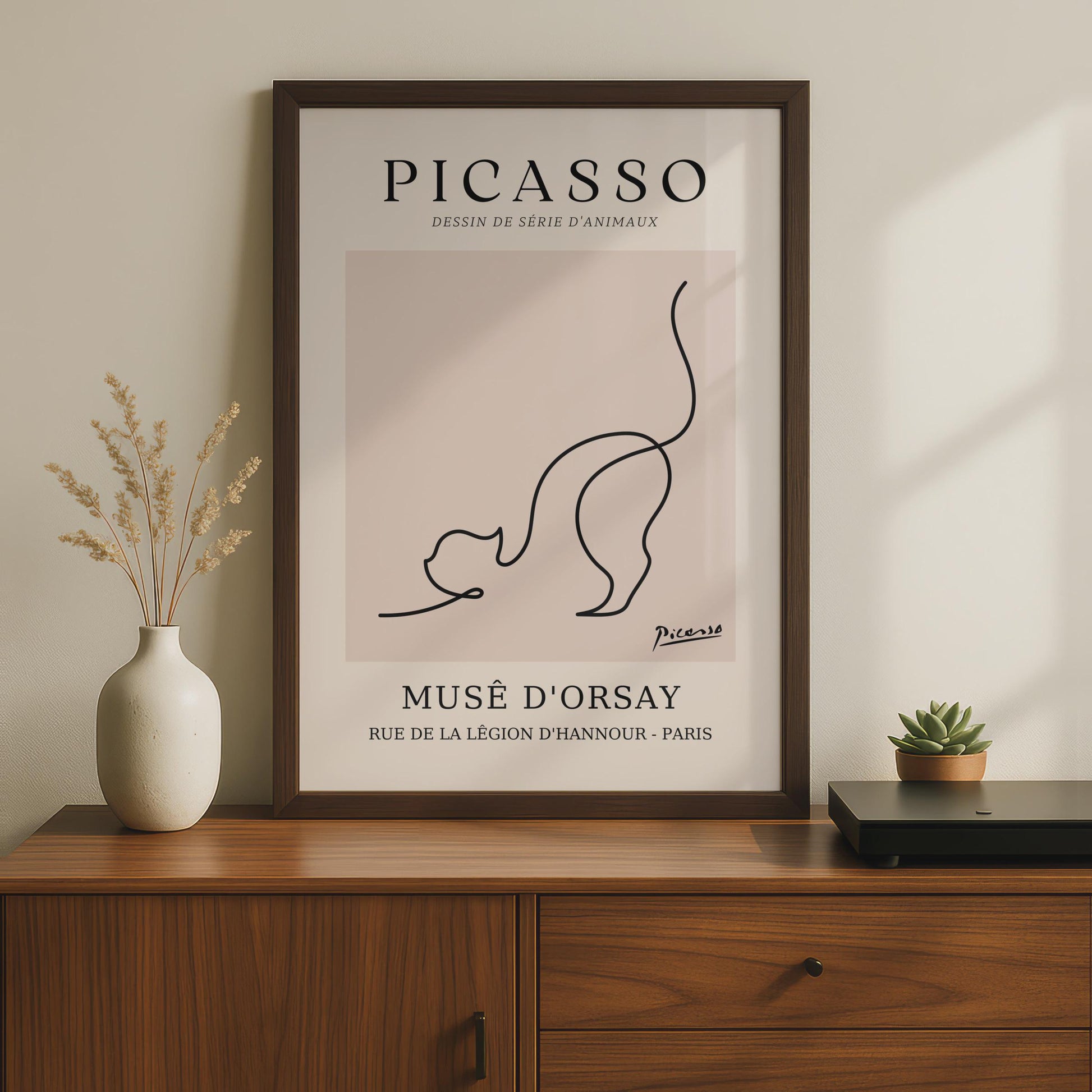 Picasso Cat Wall Art Print, Minimalist Animal Line Art, Musee d'Orsay Paris Decor wall art print