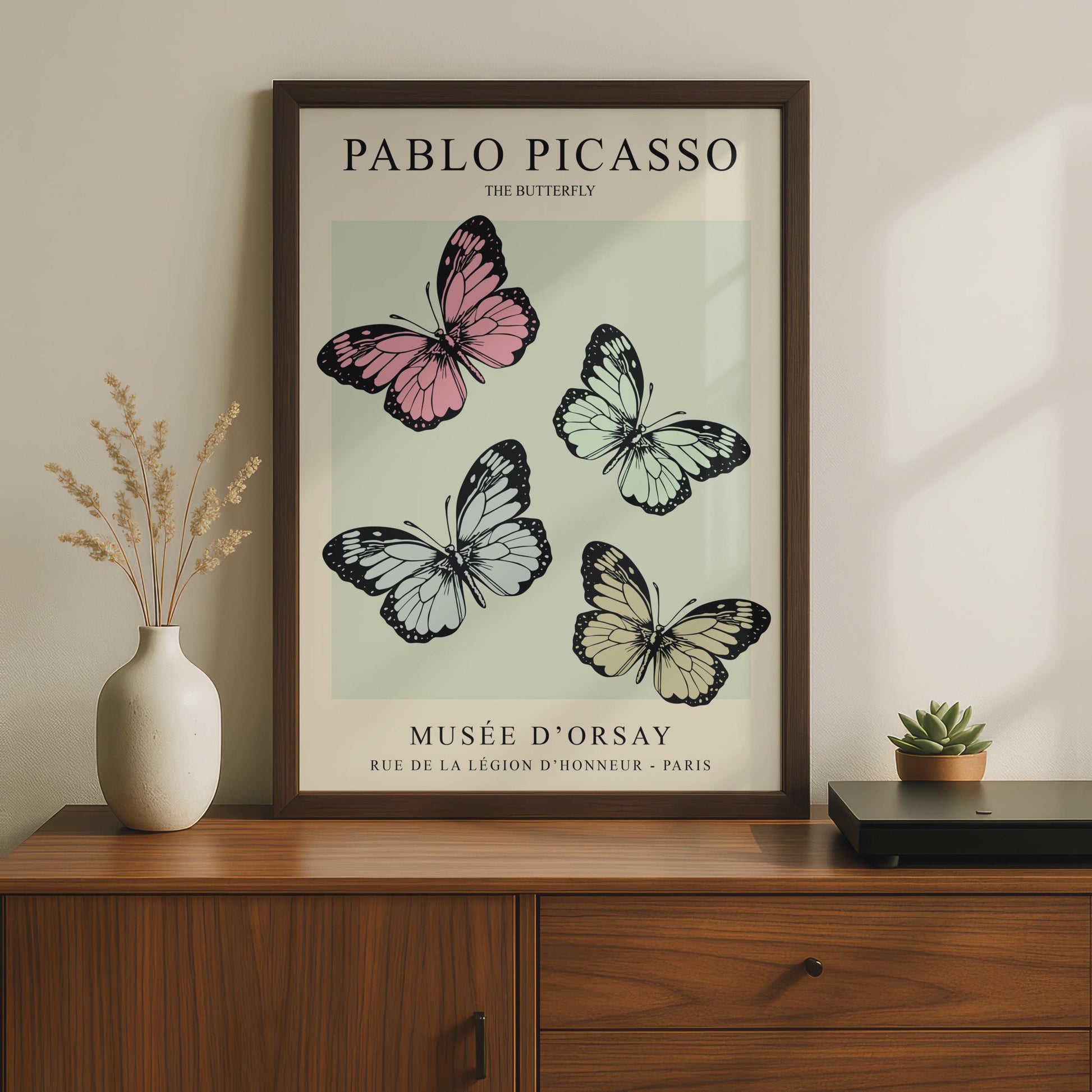 Picasso Butterfly Art Print, Minimalist Pastel Wall Art, Musee d'Orsay Poster wall art print