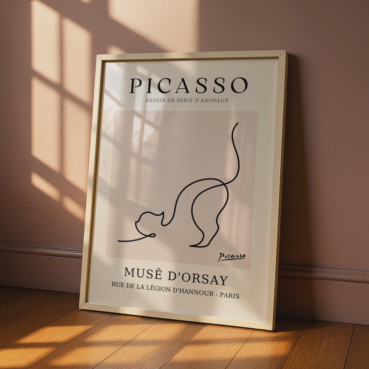 Picasso Cat Wall Art Print, Minimalist Animal Line Art, Musee d'Orsay Paris Decor wall art print