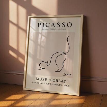 Picasso Cat Wall Art Print, Minimalist Animal Line Art, Musee d'Orsay Paris Decor wall art print