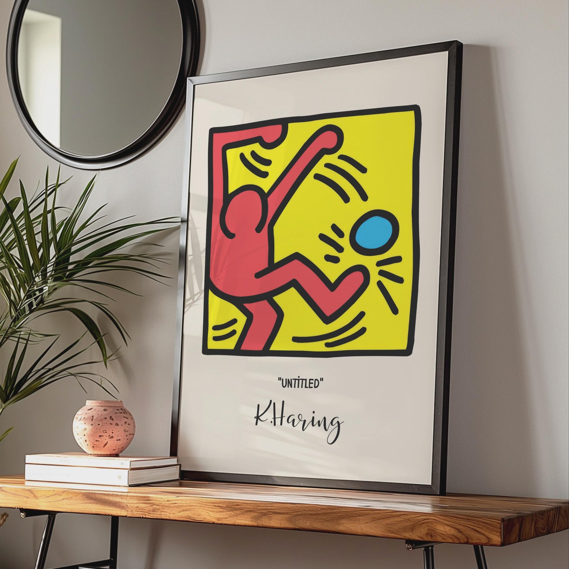 Keith Haring Poster, Bold Red Figure, Playful Art Print, Colourful Wall Decor, Untitled Artwork wall art print