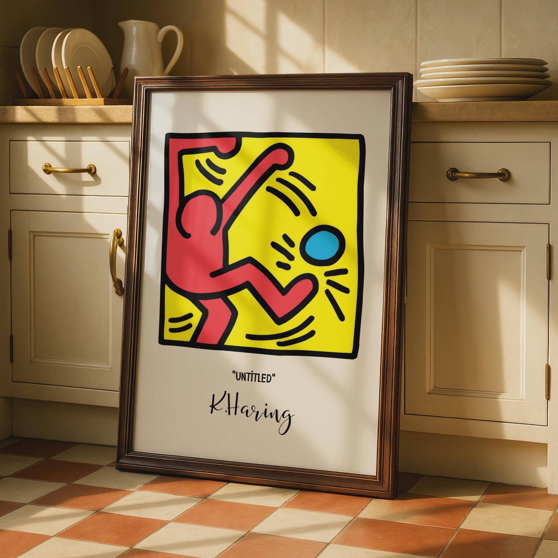 Keith Haring Poster, Bold Red Figure, Playful Art Print, Colourful Wall Decor, Untitled Artwork wall art print