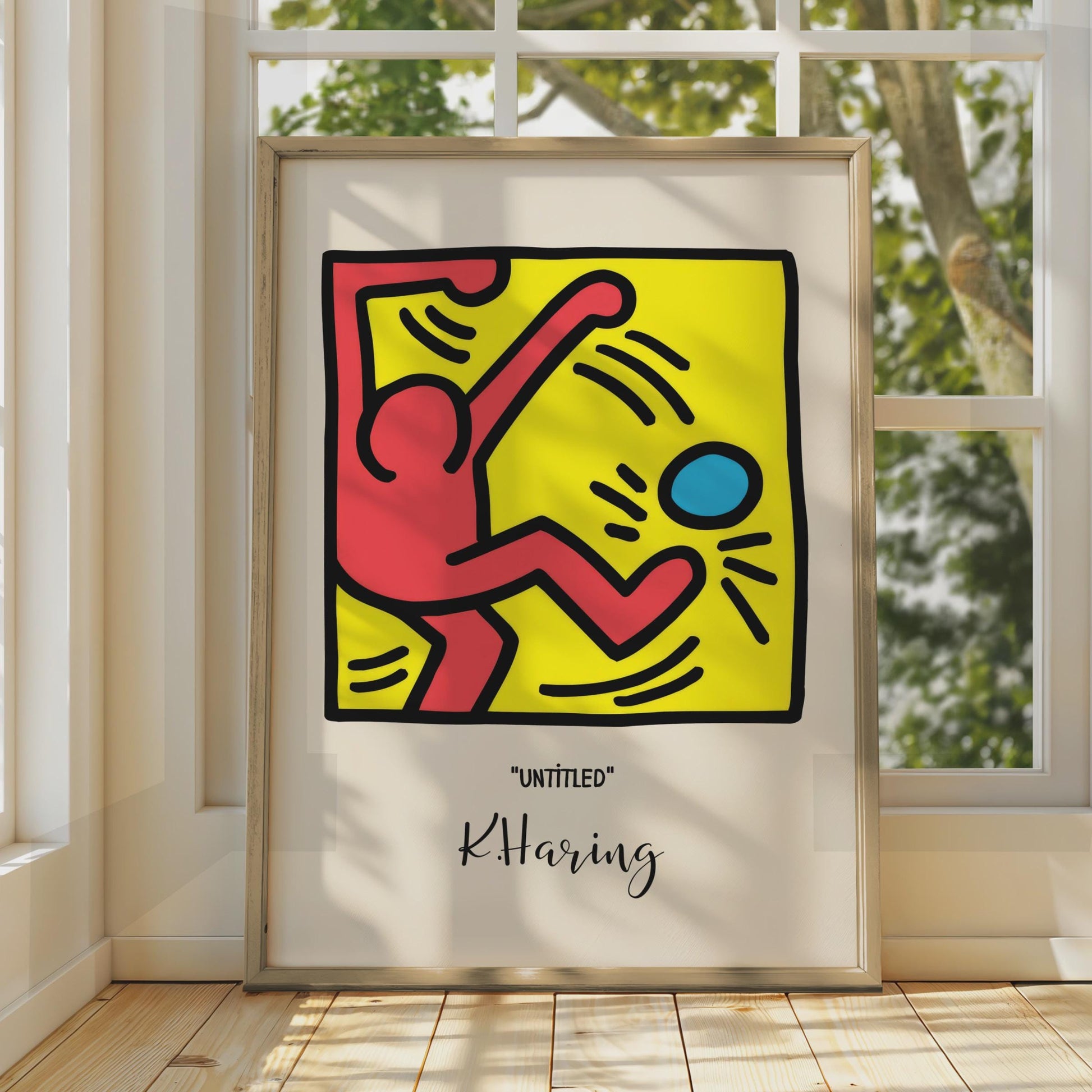 Keith Haring Poster, Bold Red Figure, Playful Art Print, Colourful Wall Decor, Untitled Artwork wall art print
