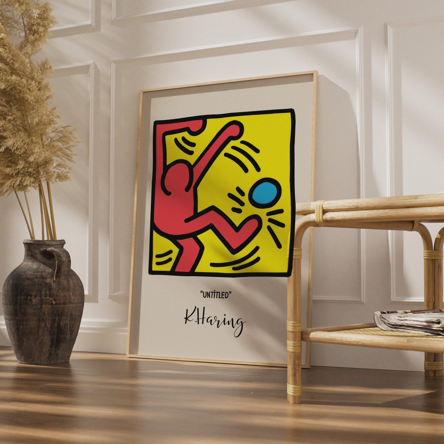 Keith Haring Poster, Bold Red Figure, Playful Art Print, Colourful Wall Decor, Untitled Artwork wall art print