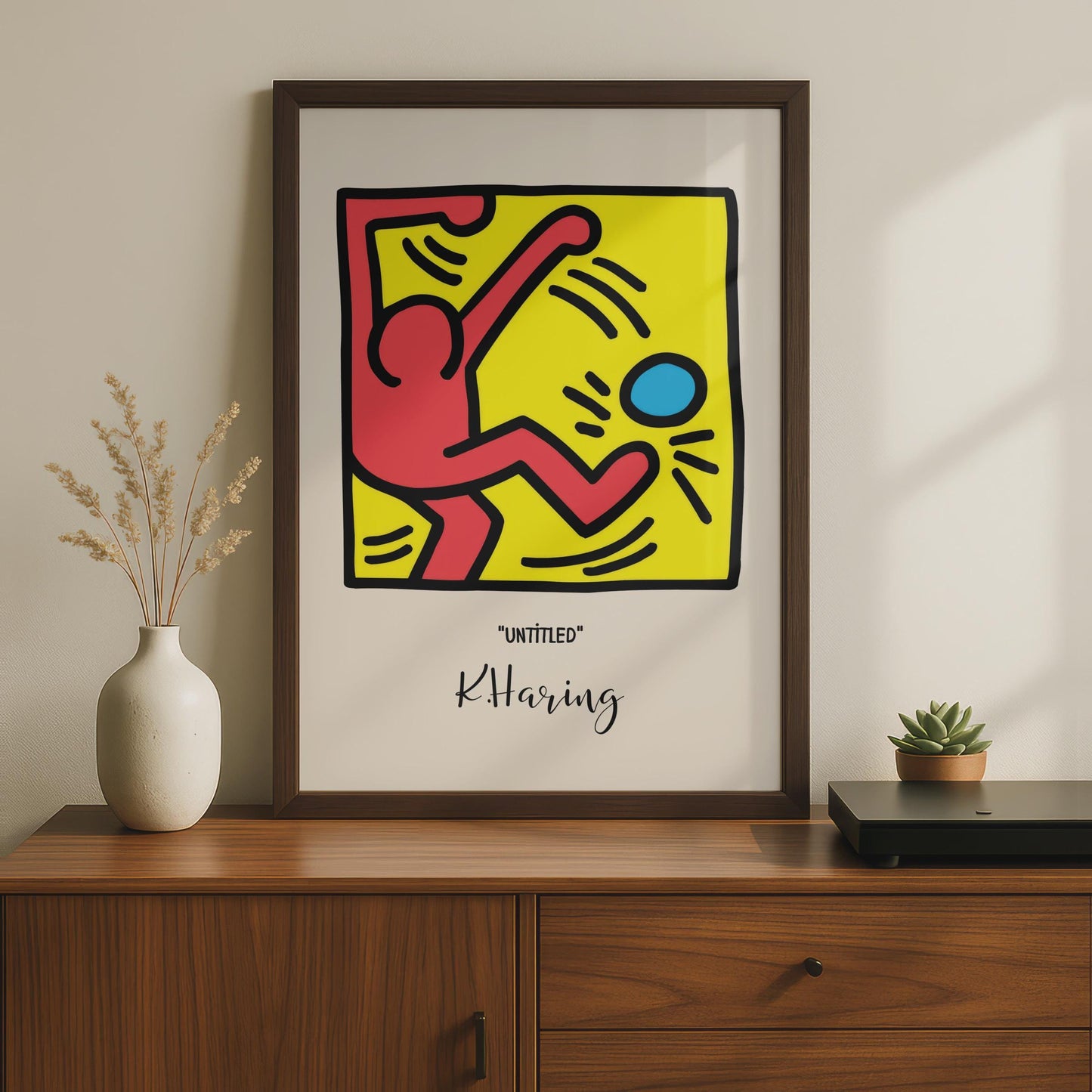 Keith Haring Poster, Bold Red Figure, Playful Art Print, Colourful Wall Decor, Untitled Artwork wall art print