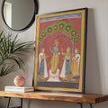 Krishna Flute Poster, Indian Miniature Art Print, Hindu God Wall Art, Mughal Style wall art print